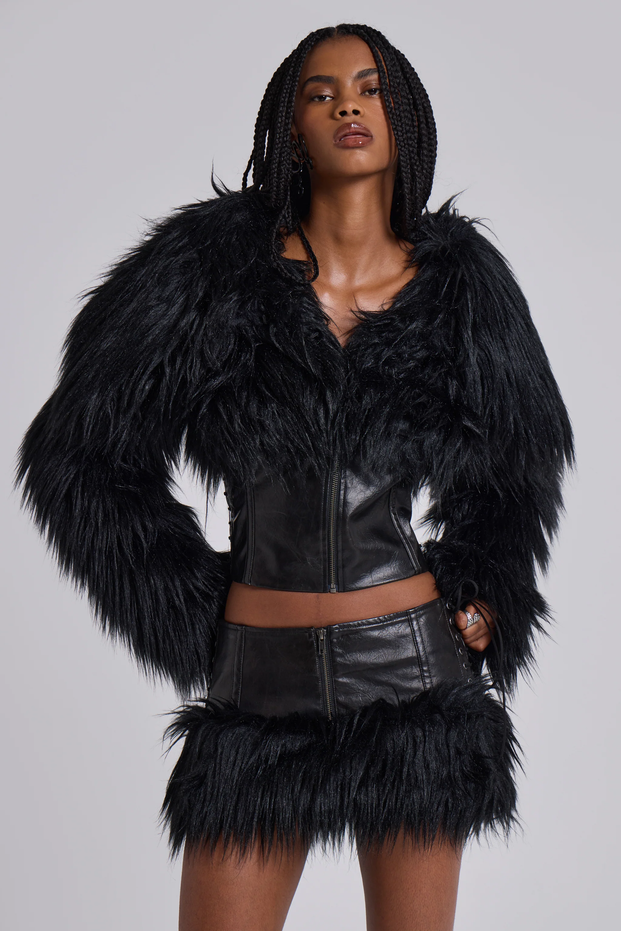 Viera Faux Fur and Leather Jacket 1 Viera Faux Fur and Leather Jacket