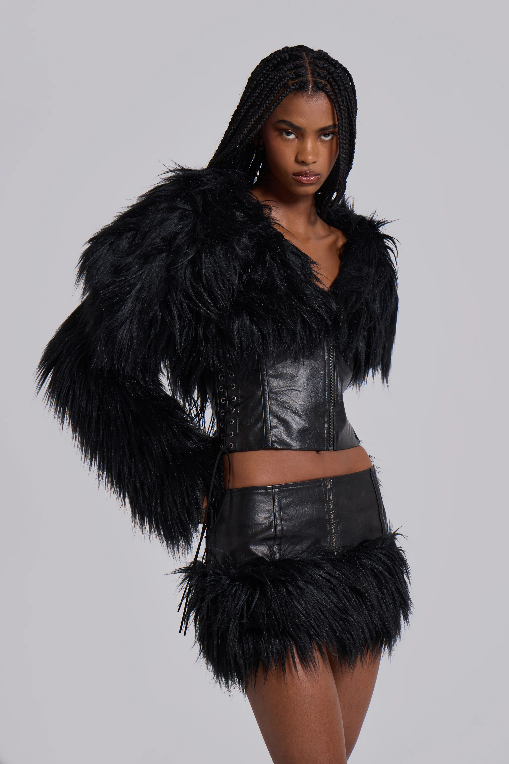 Viera Faux Fur and Leather Jacket 4 Viera Faux Fur and Leather Jacket
