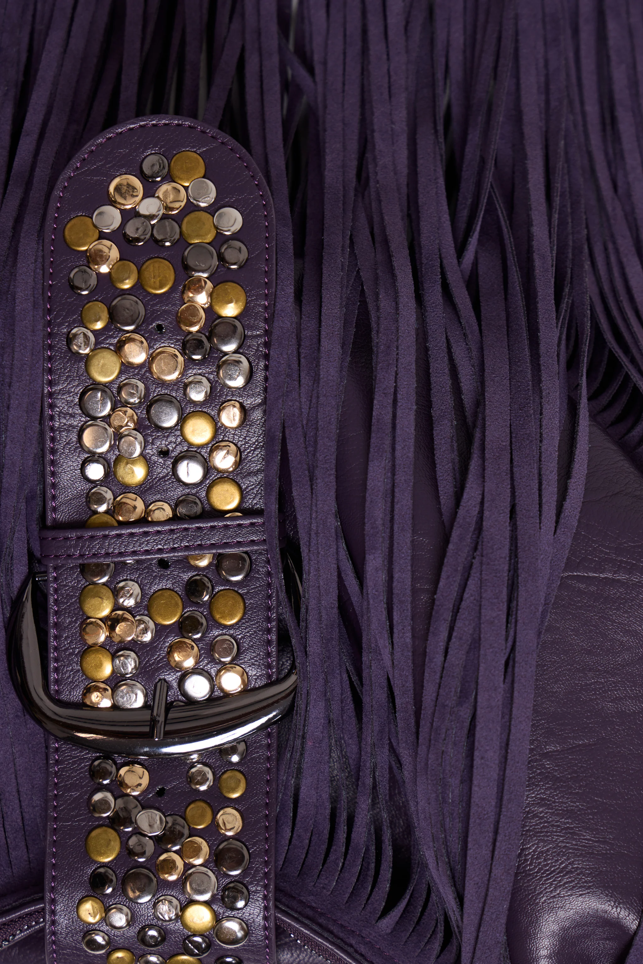 Amethyst Fringe Studded Shoulder Bag 13 Amethyst Fringe Studded Shoulder Bag