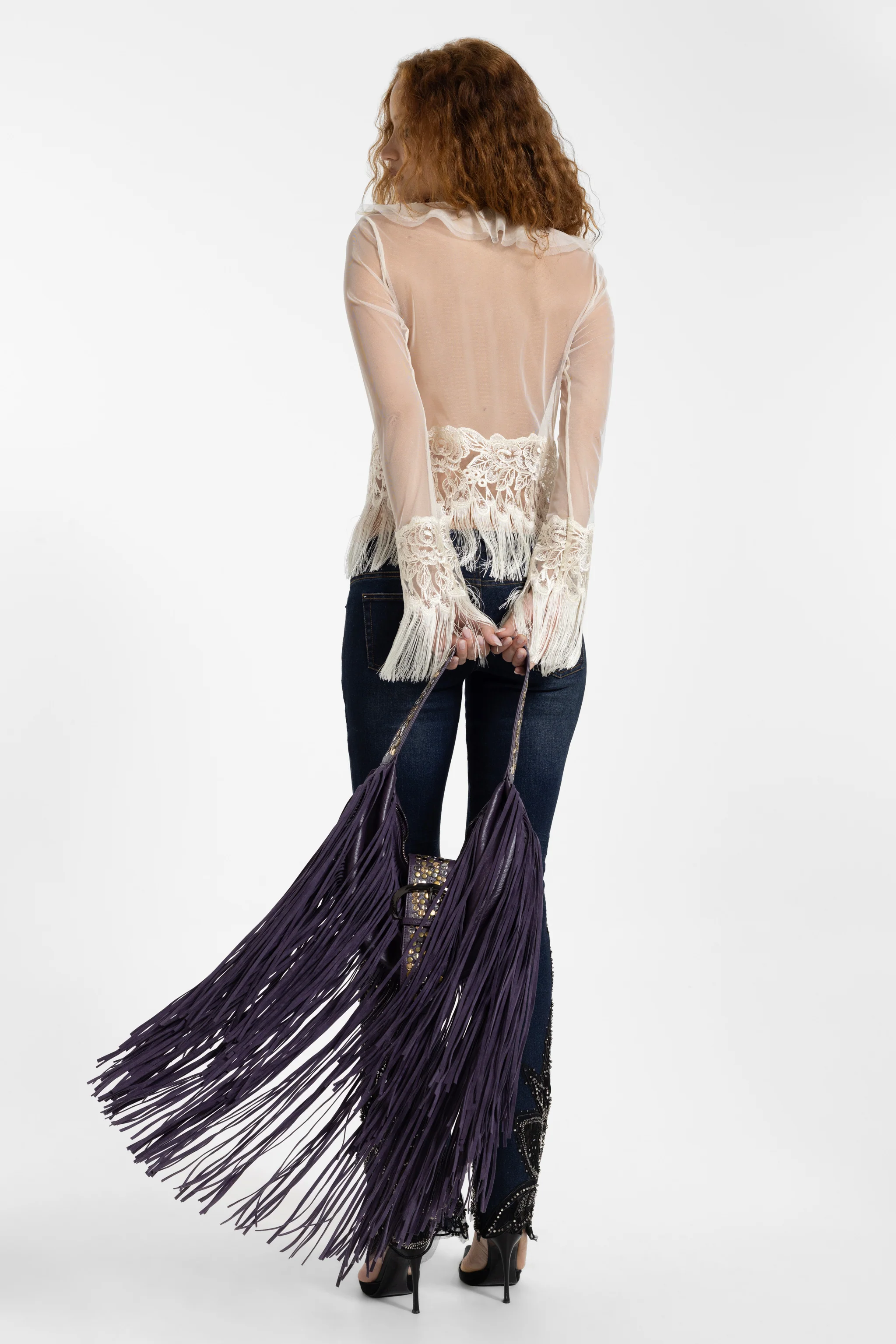 Amethyst Fringe Studded Shoulder Bag 3 Amethyst Fringe Studded Shoulder Bag