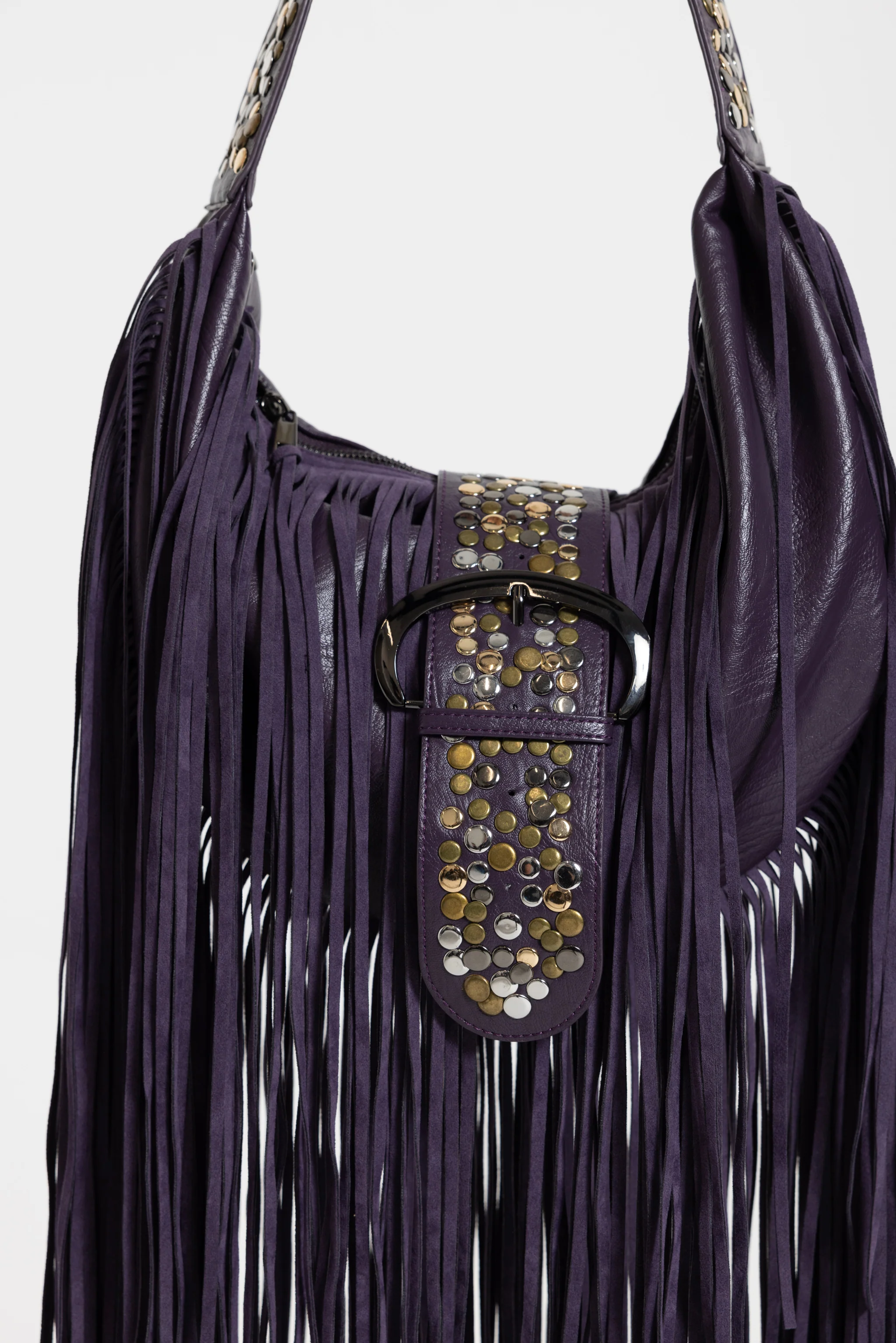 Amethyst Fringe Studded Shoulder Bag 6 Amethyst Fringe Studded Shoulder Bag