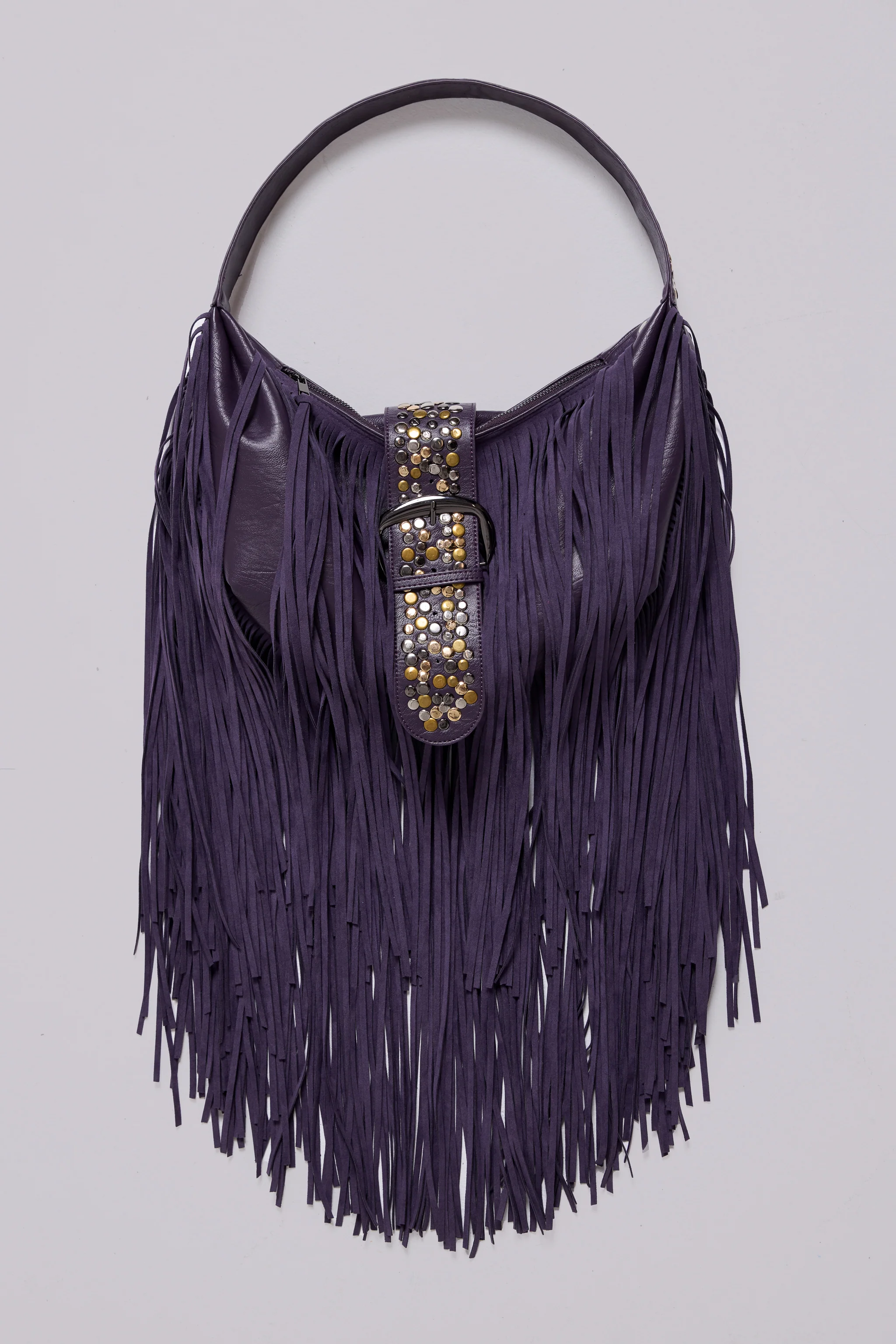 Amethyst Fringe Studded Shoulder Bag 7 Amethyst Fringe Studded Shoulder Bag