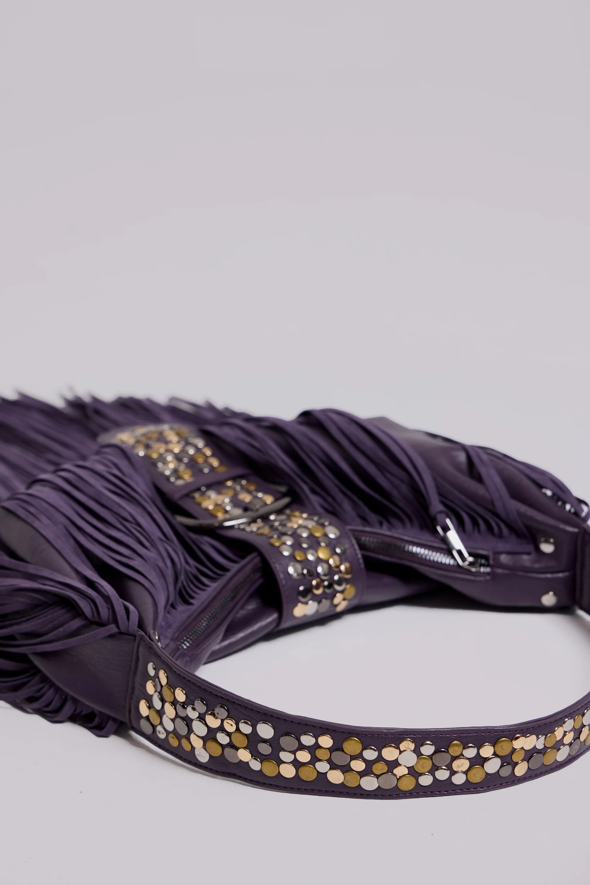 Amethyst Fringe Studded Shoulder Bag 8 Amethyst Fringe Studded Shoulder Bag