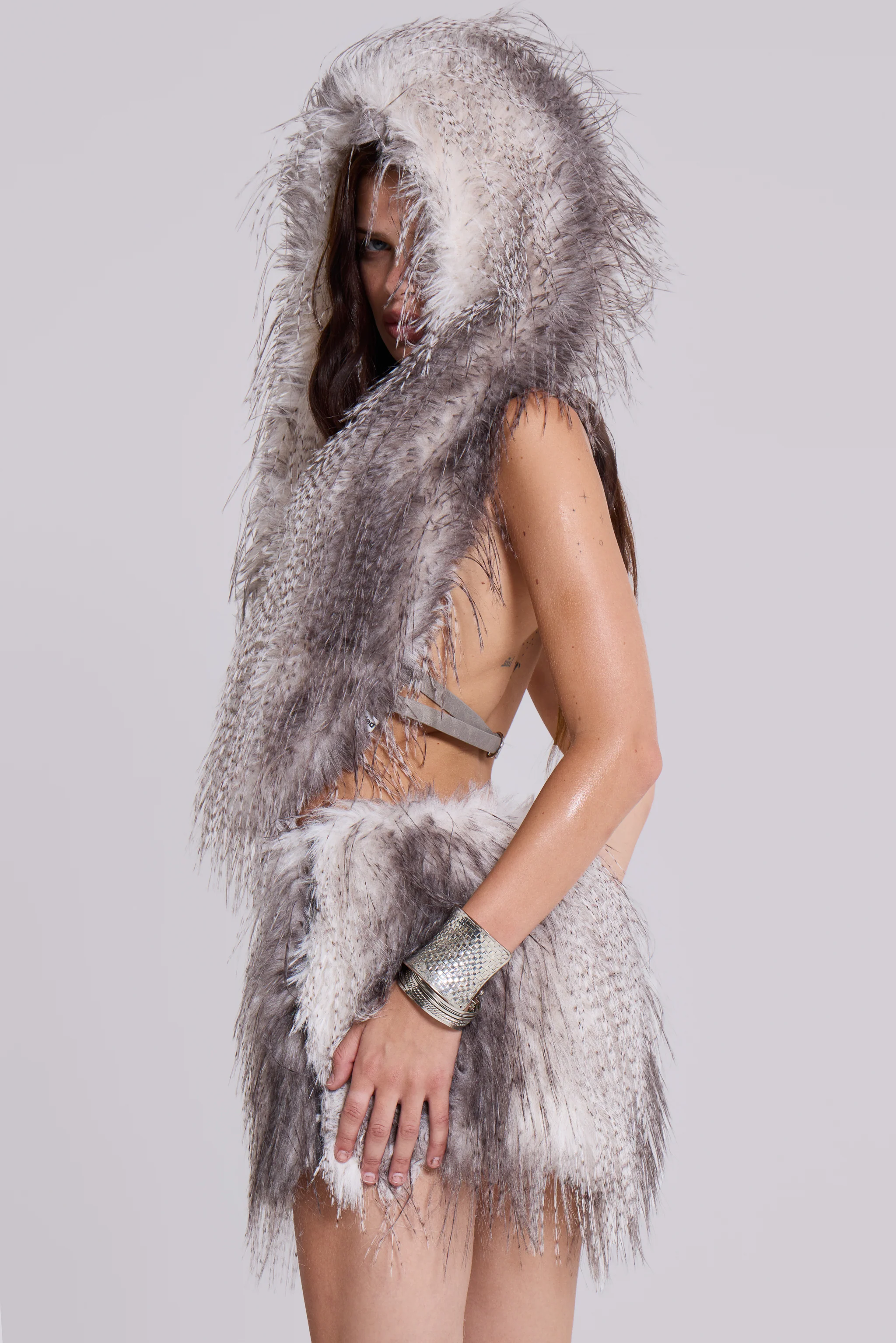 Haka Faux Feather Fur Mini Skirt 3 Haka Faux Feather Fur Mini Skirt