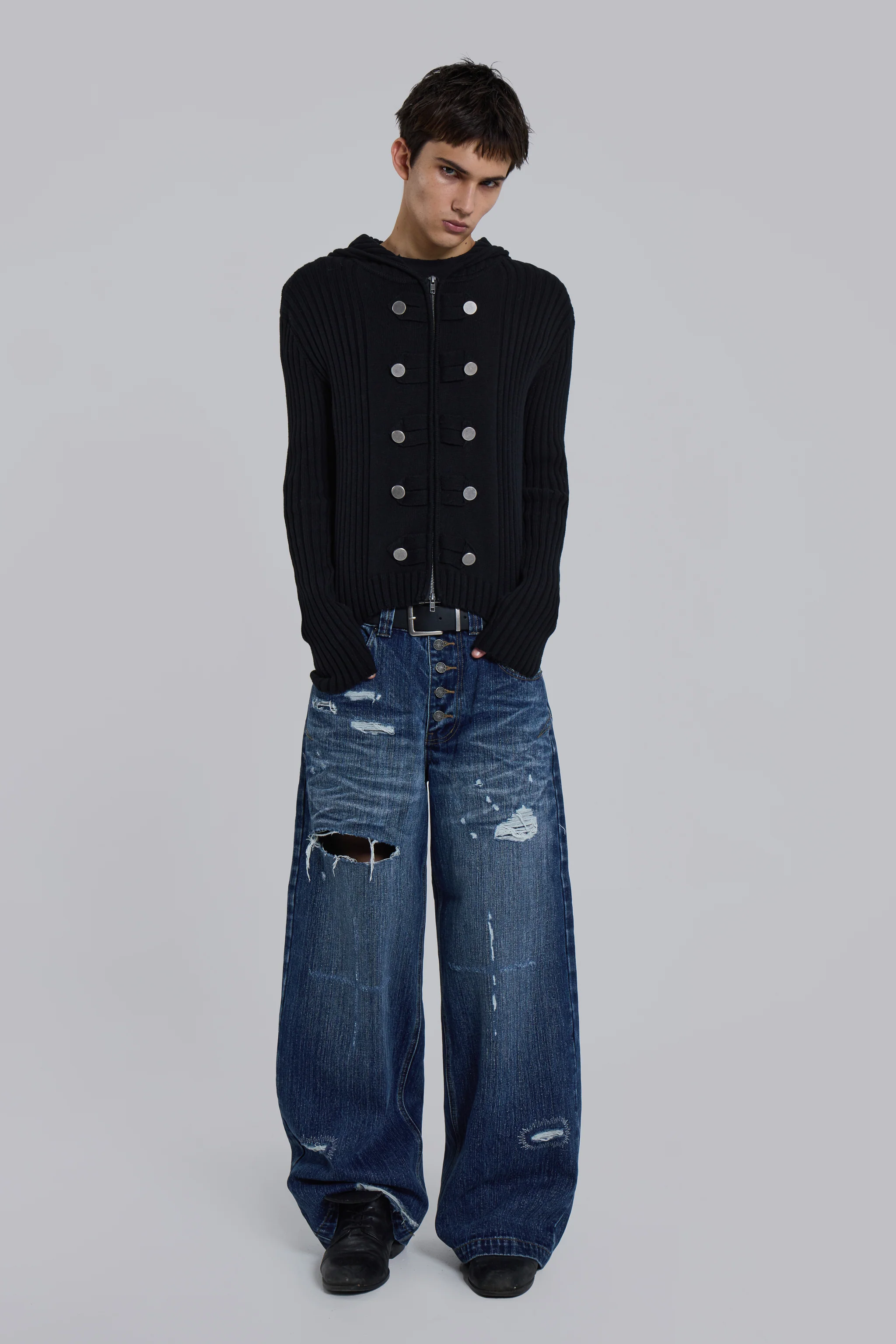 Hooded Military Knit Jumper