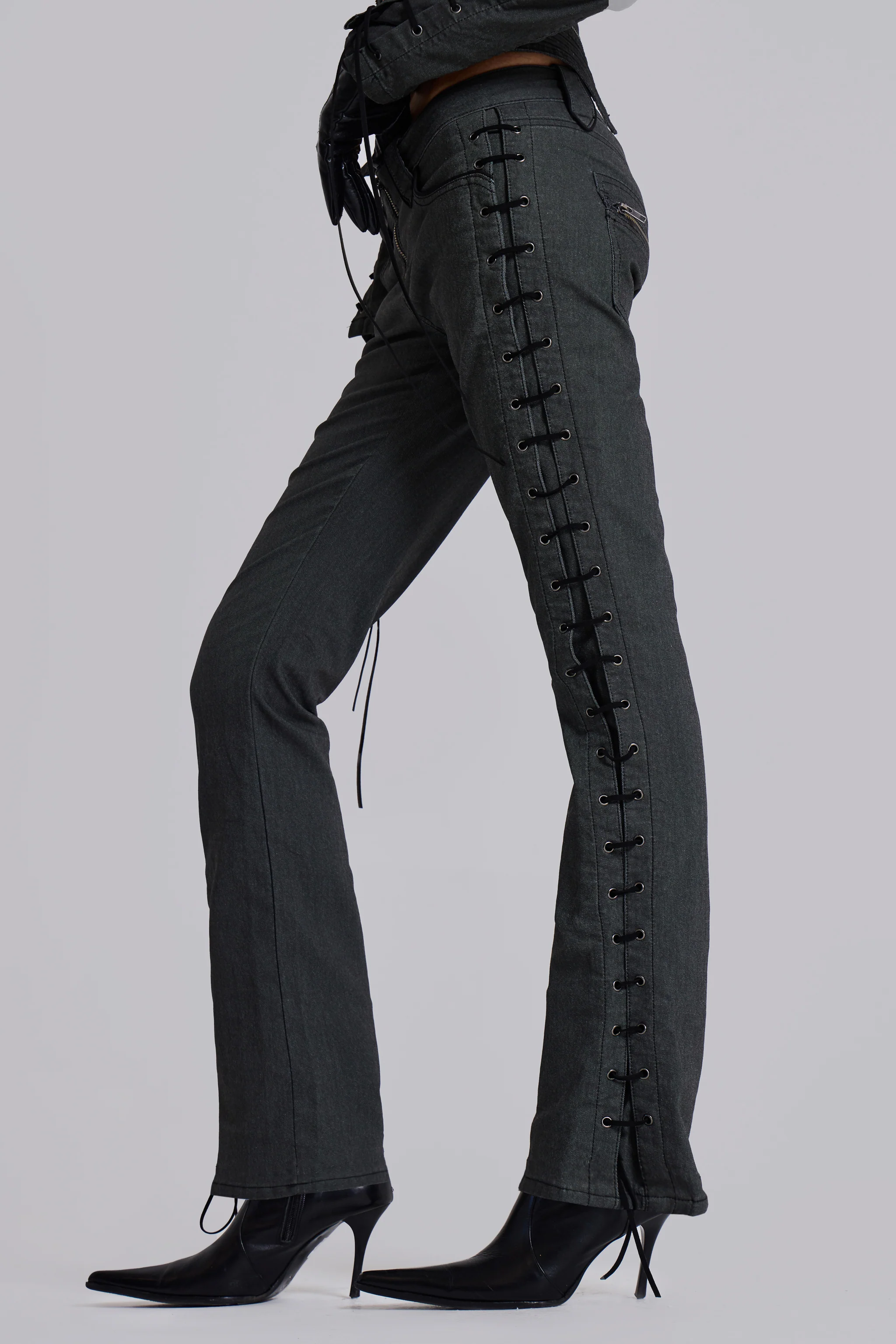 Charis Lace Up Military Bootcut Jeans 1 Charis Lace Up Military Bootcut Jeans