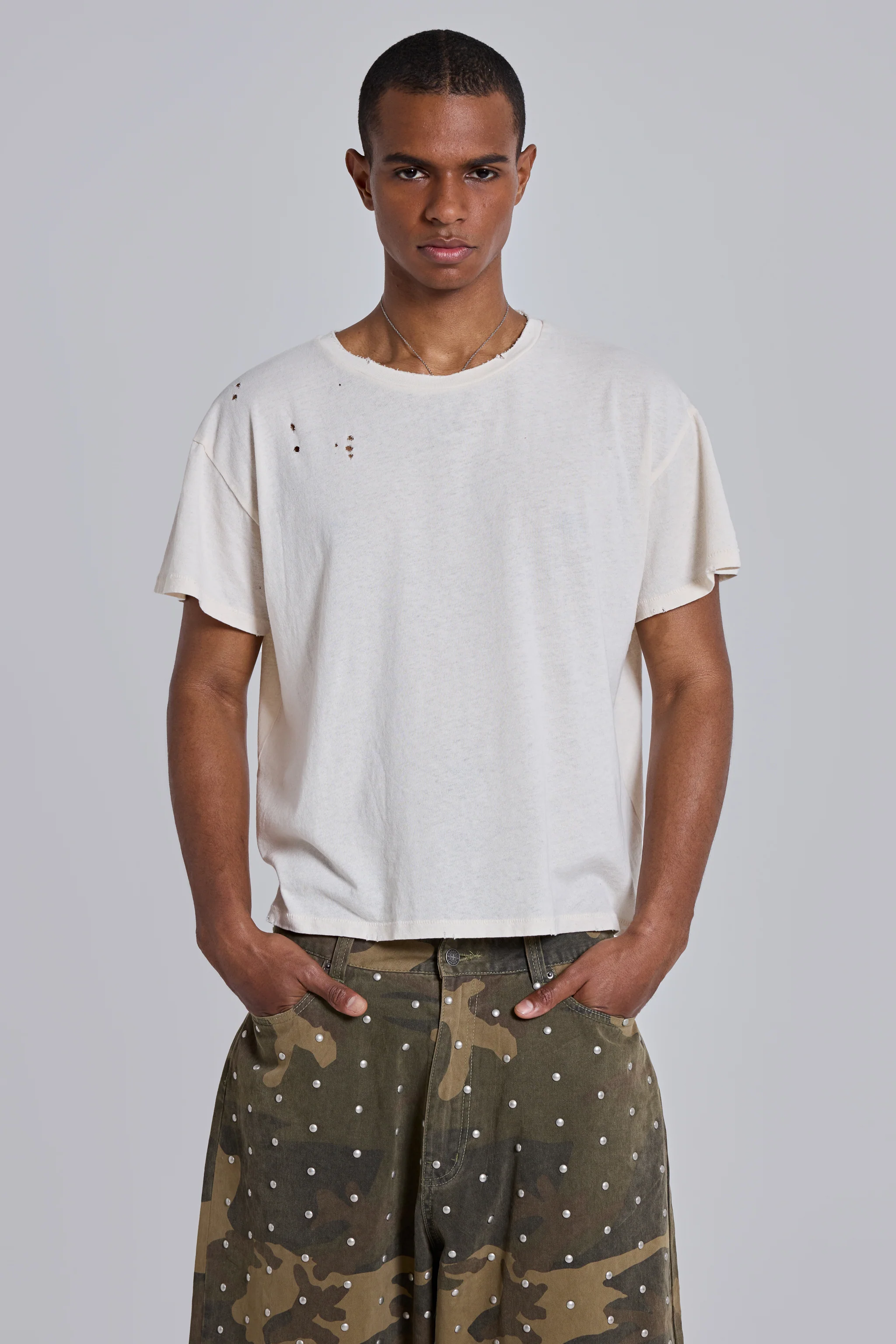 White Moth Cropped T-Shirt 1 White Moth Cropped T-Shirt