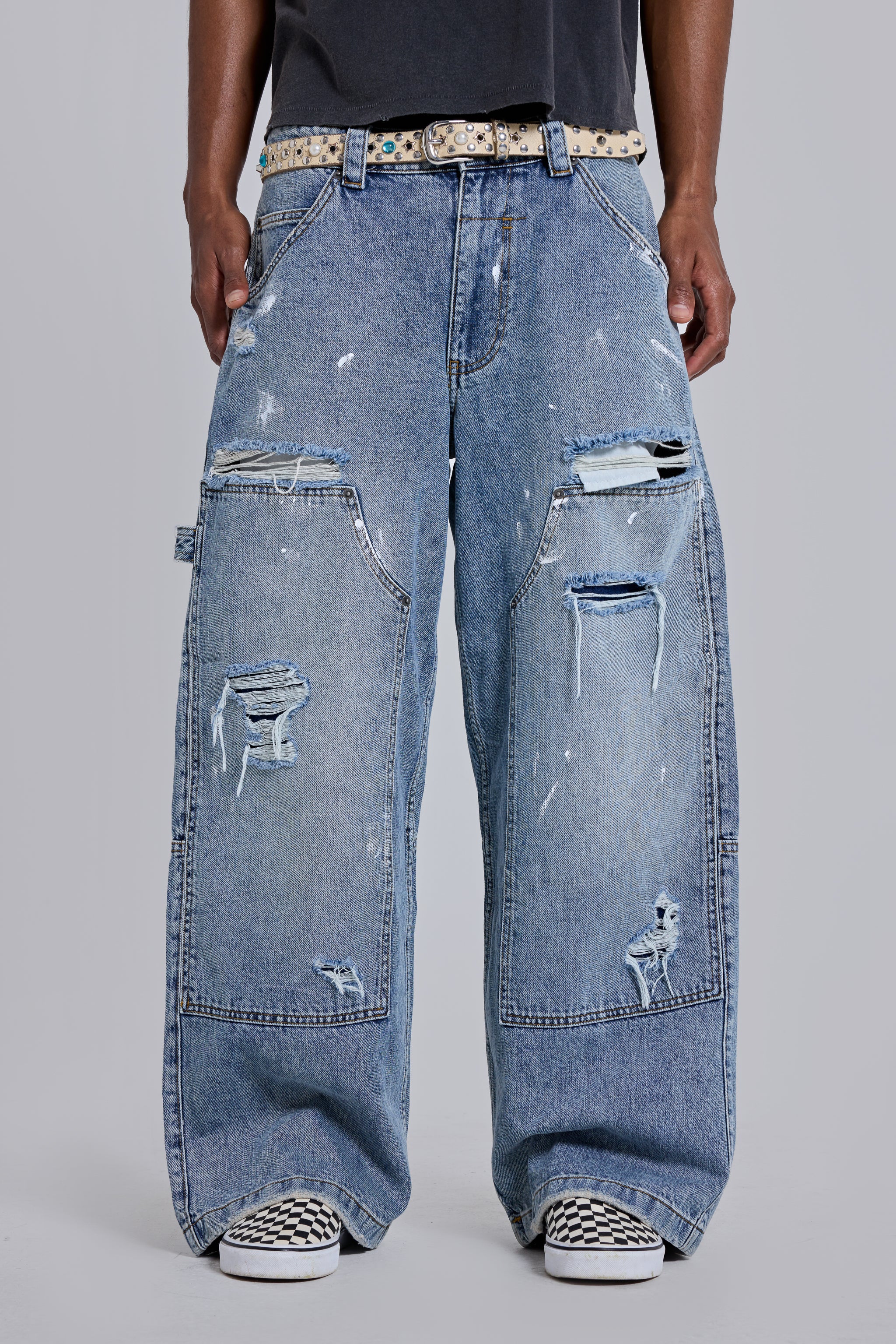 Blue Vintage Distressed Carpenter Jeans 2 Blue Vintage Distressed Carpenter Jeans