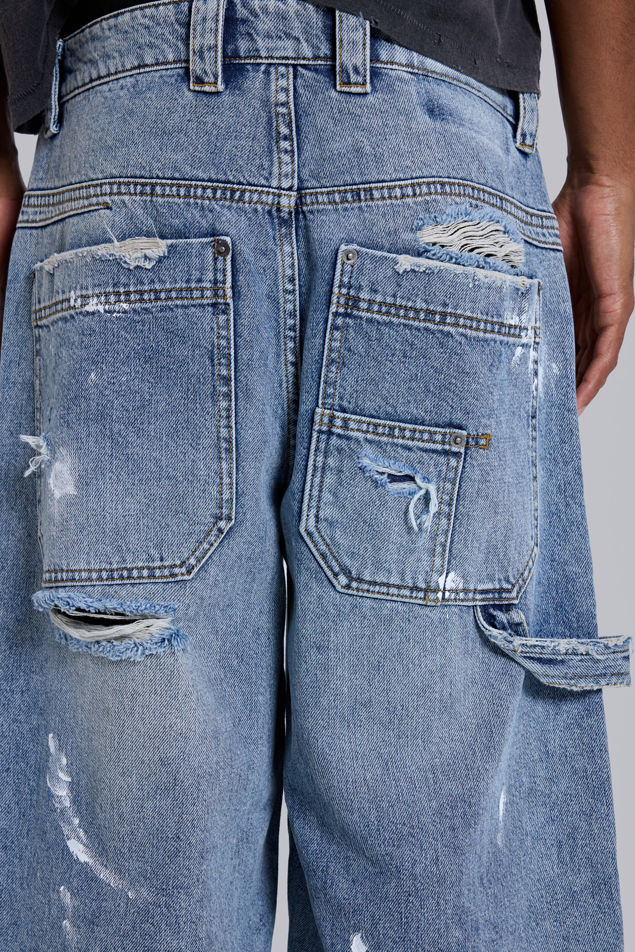 Blue Vintage Distressed Carpenter Jeans 5 Blue Vintage Distressed Carpenter Jeans