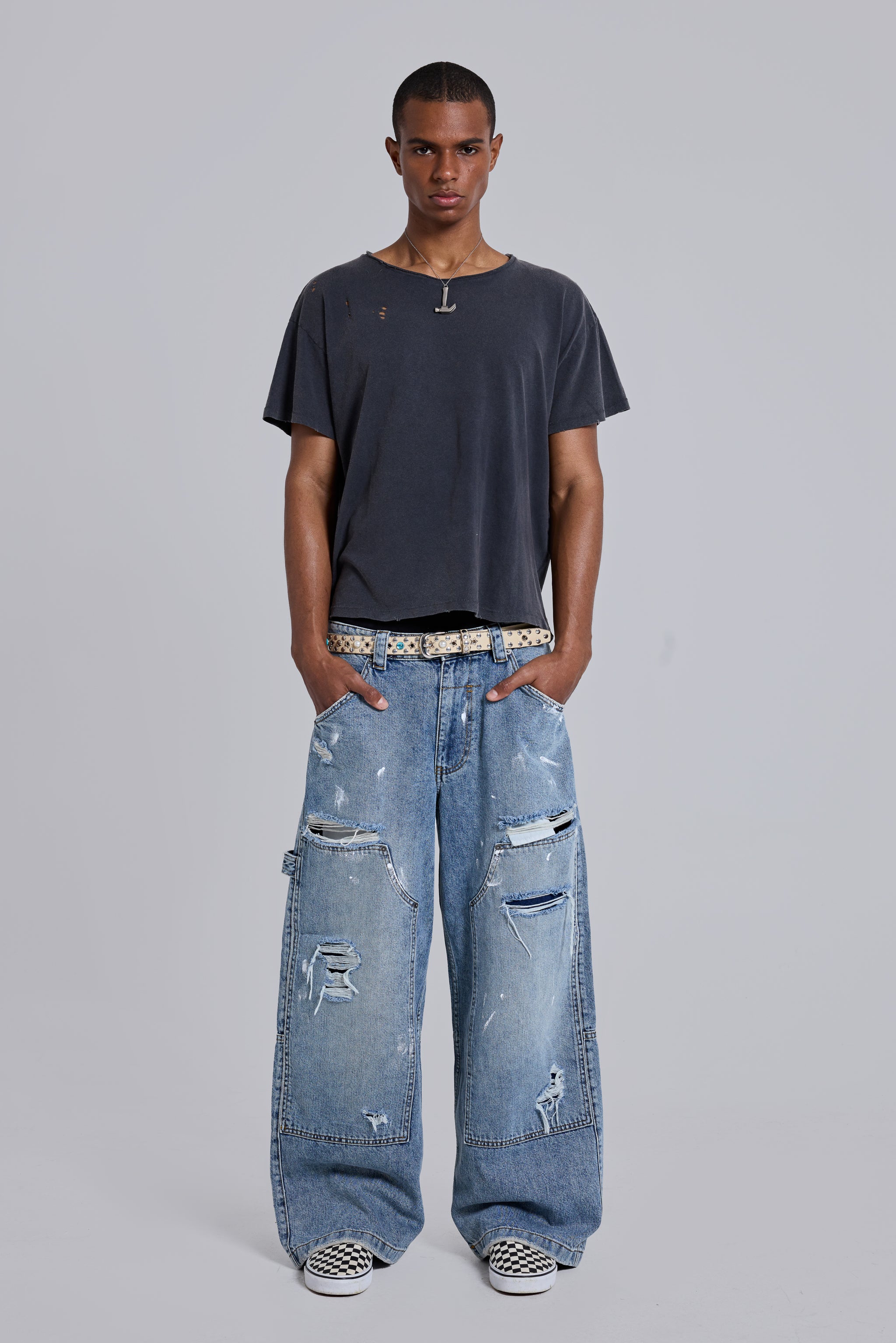 Blue Vintage Distressed Carpenter Jeans 8 Blue Vintage Distressed Carpenter Jeans