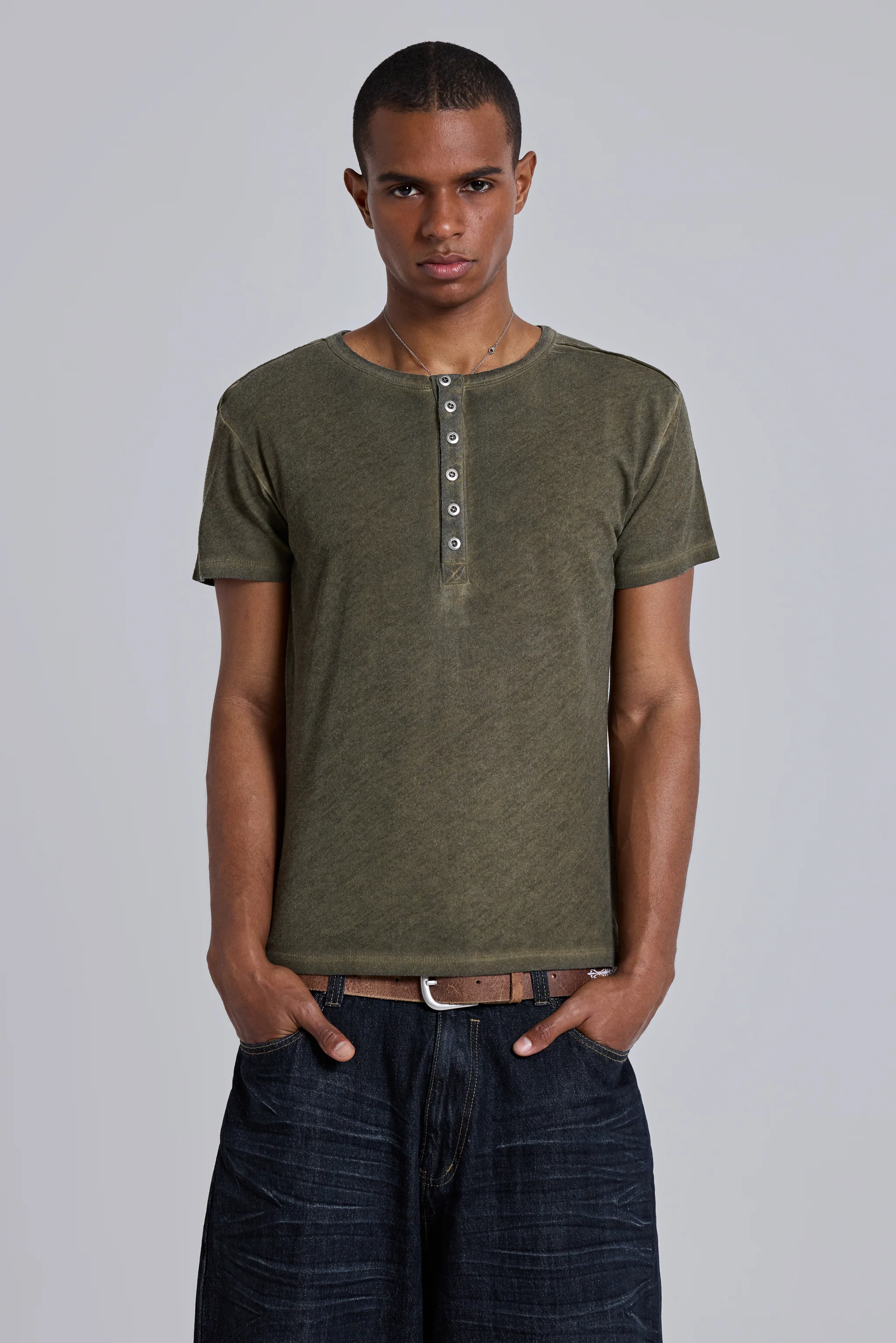 Khaki Haze Henley T-Shirt