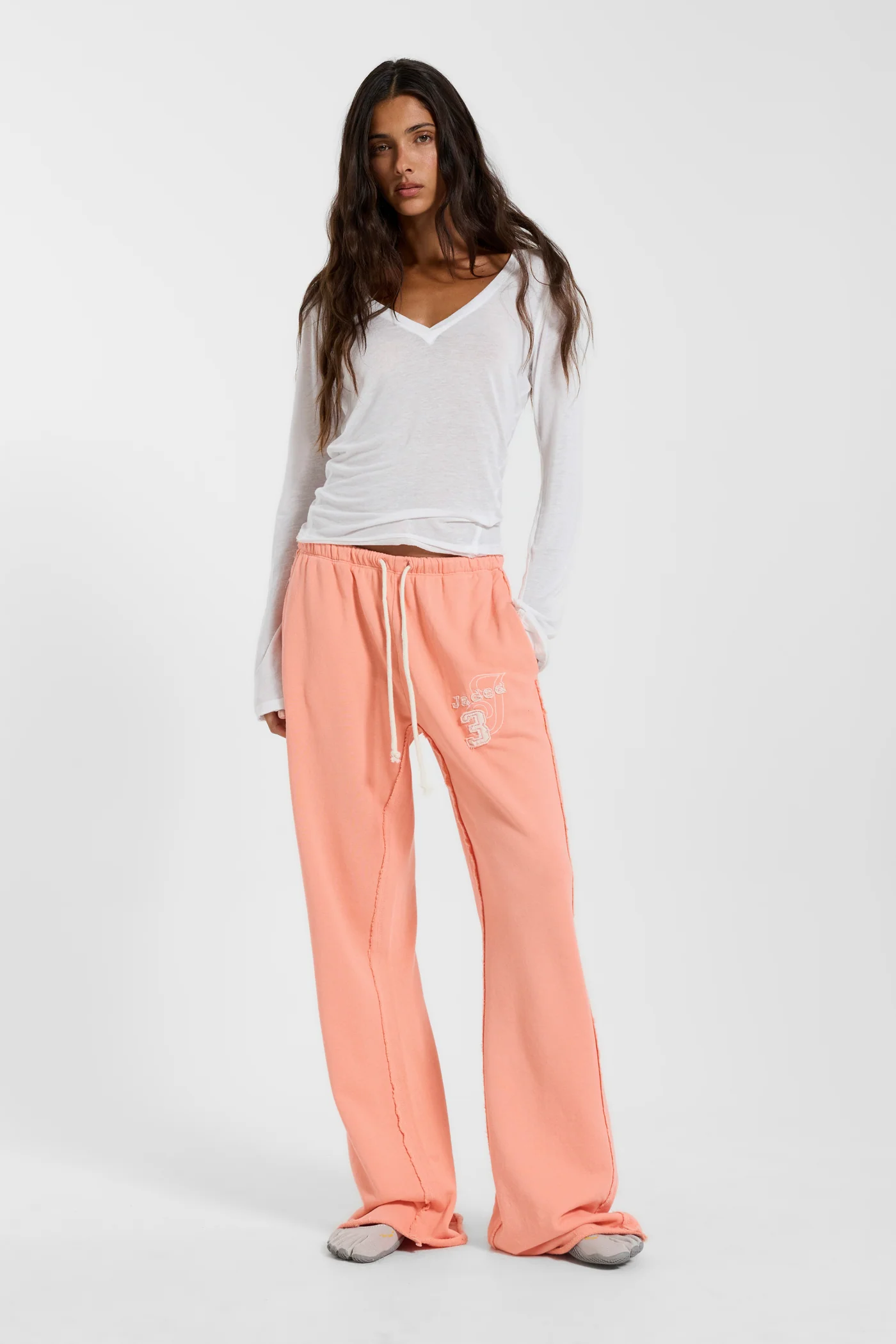 Cleo Slouchy Bootcut Jogger in Coral