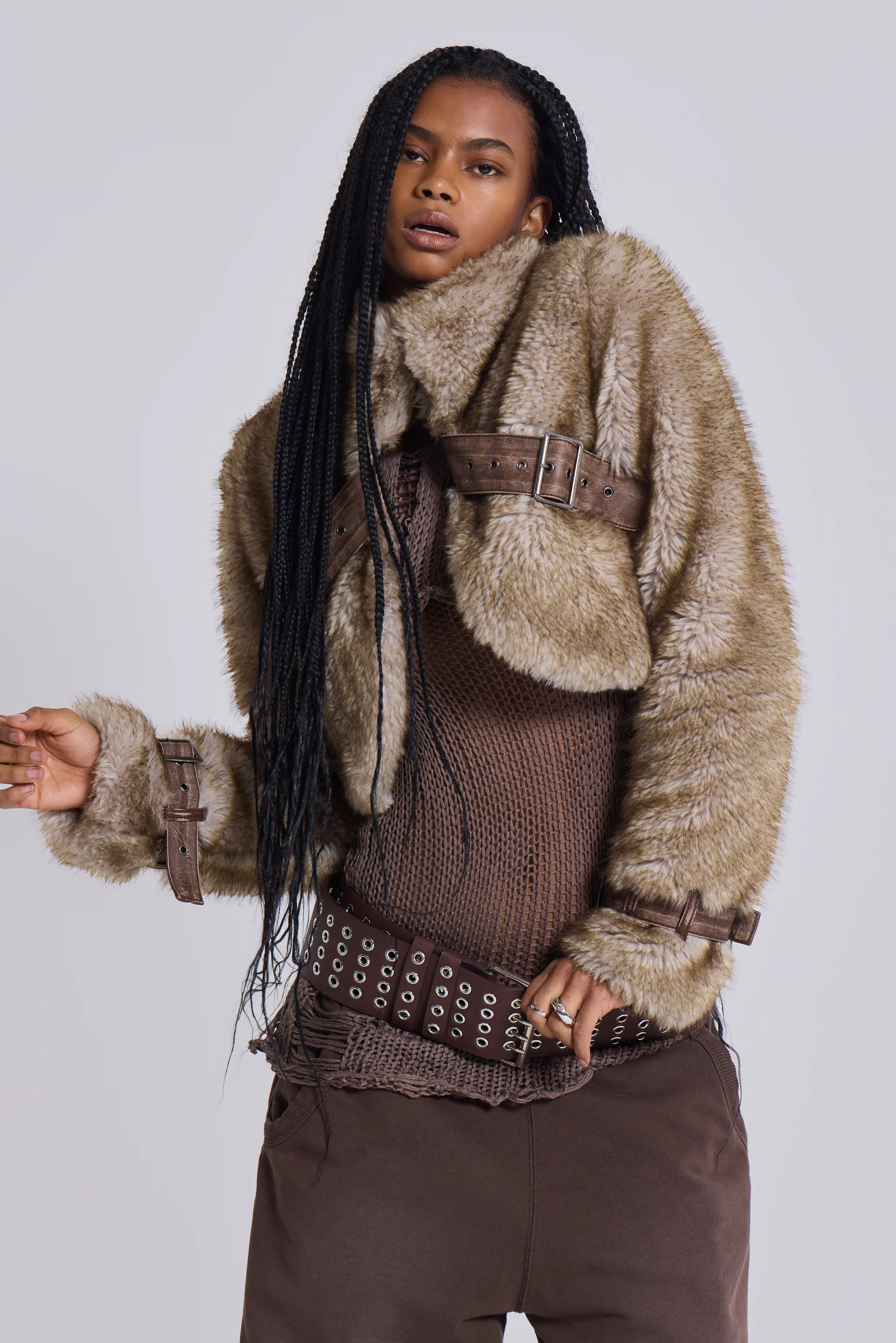 Raven Faux Fur & Leather Crop Jacket 11 Raven Faux Fur & Leather Crop Jacket