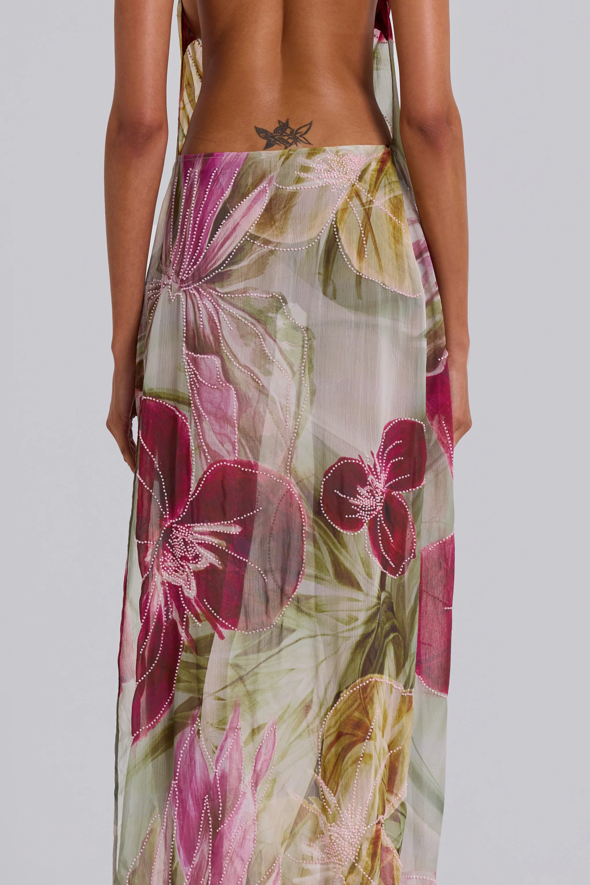 Dahlia Hand-Beaded Backless Chiffon Maxi Dress in Rosa 11 Dahlia Hand-Beaded Backless Chiffon Maxi Dress in Rosa