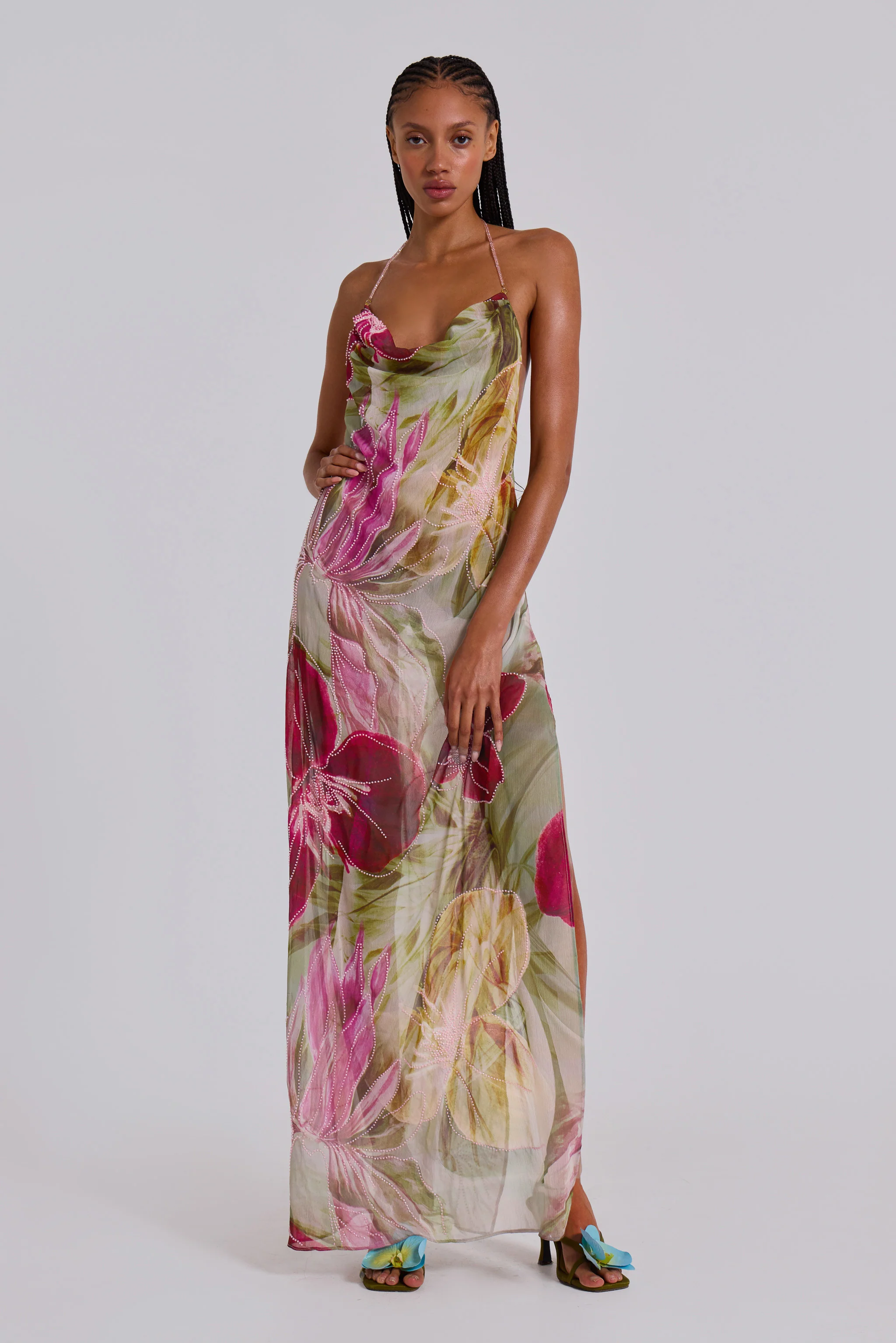 Dahlia Hand-Beaded Backless Chiffon Maxi Dress in Rosa 4 Dahlia Hand-Beaded Backless Chiffon Maxi Dress in Rosa