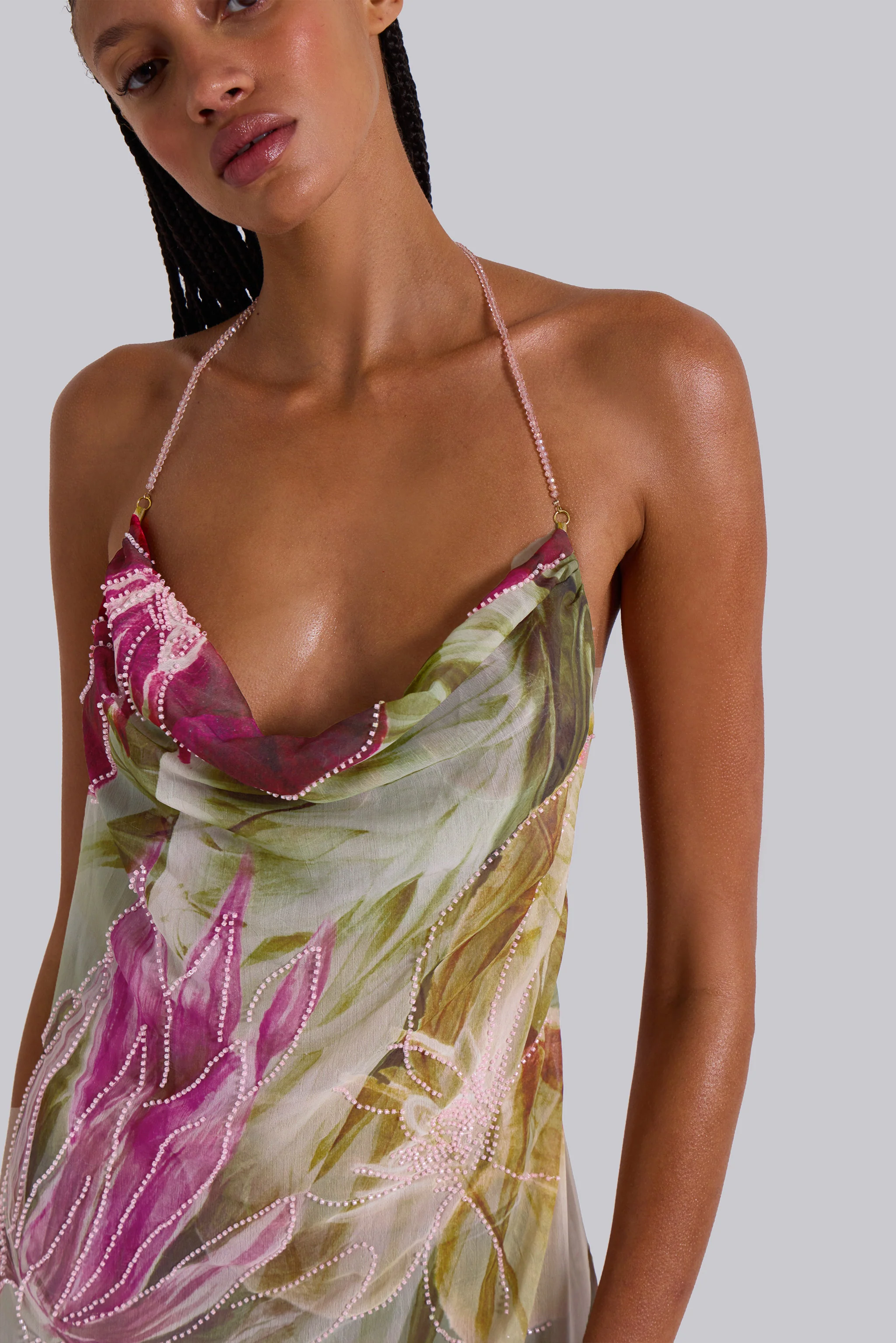 Dahlia Hand-Beaded Backless Chiffon Maxi Dress in Rosa 5 Dahlia Hand-Beaded Backless Chiffon Maxi Dress in Rosa