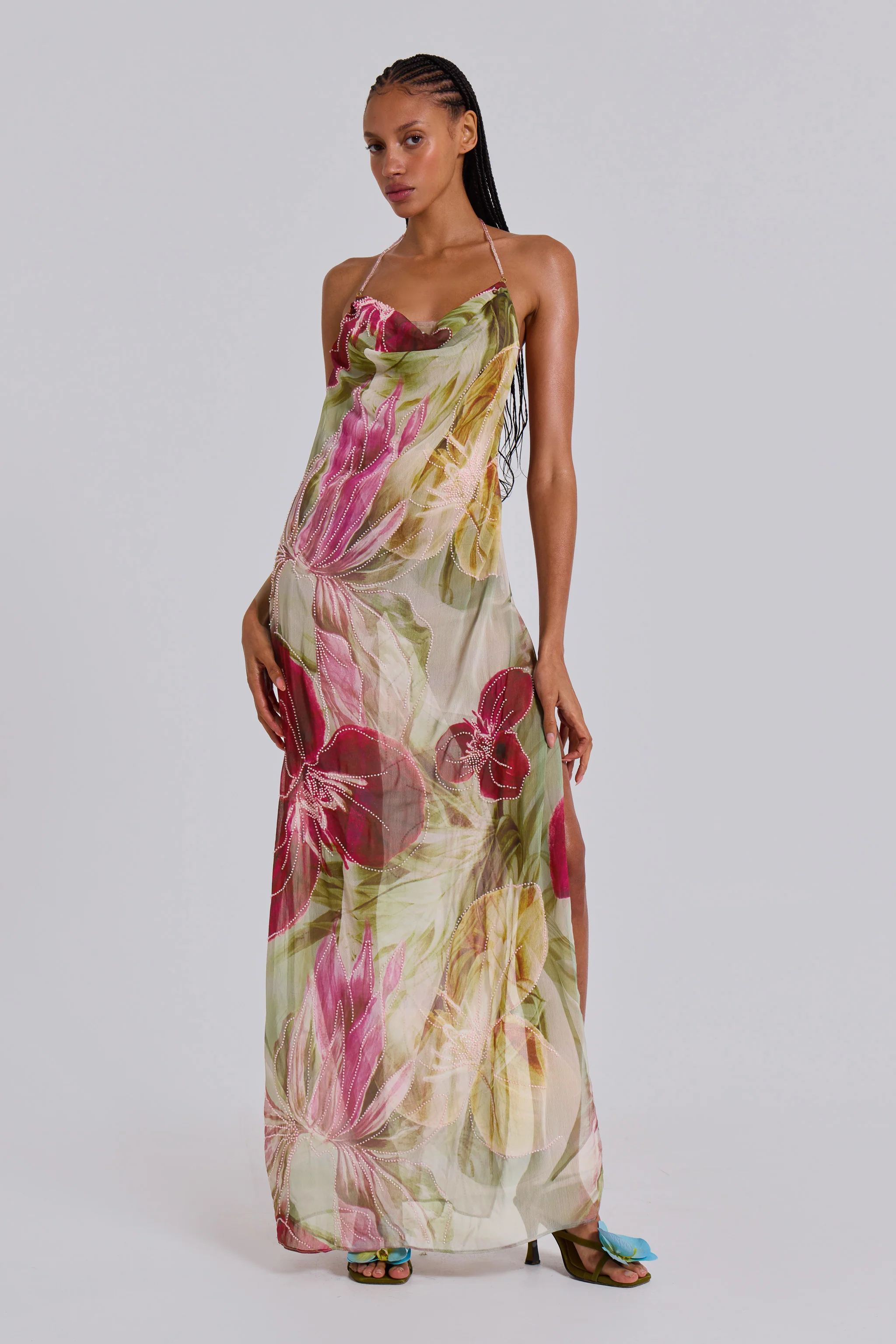 Dahlia Hand-Beaded Backless Chiffon Maxi Dress in Rosa 6 Dahlia Hand-Beaded Backless Chiffon Maxi Dress in Rosa