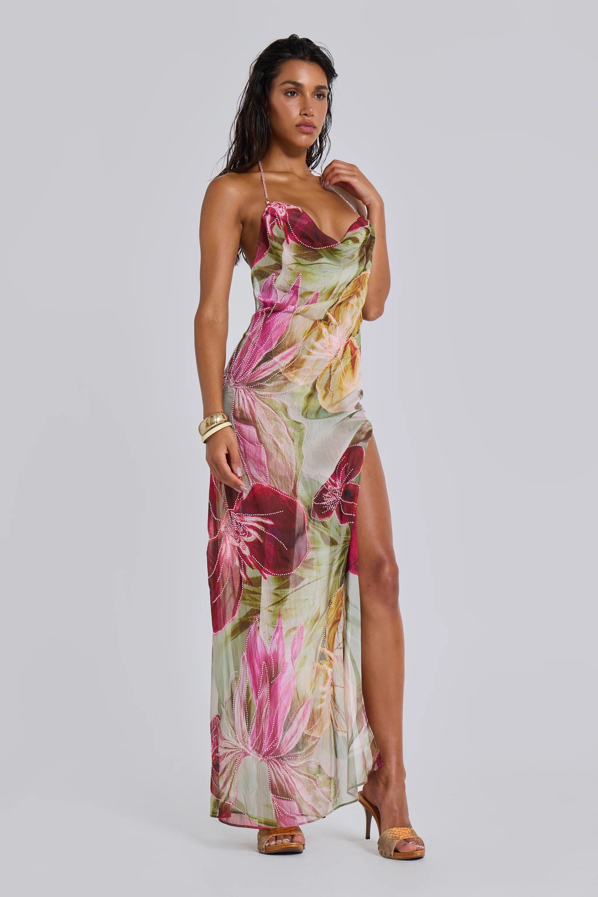 Dahlia Hand-Beaded Backless Chiffon Maxi Dress in Rosa 9 Dahlia Hand-Beaded Backless Chiffon Maxi Dress in Rosa
