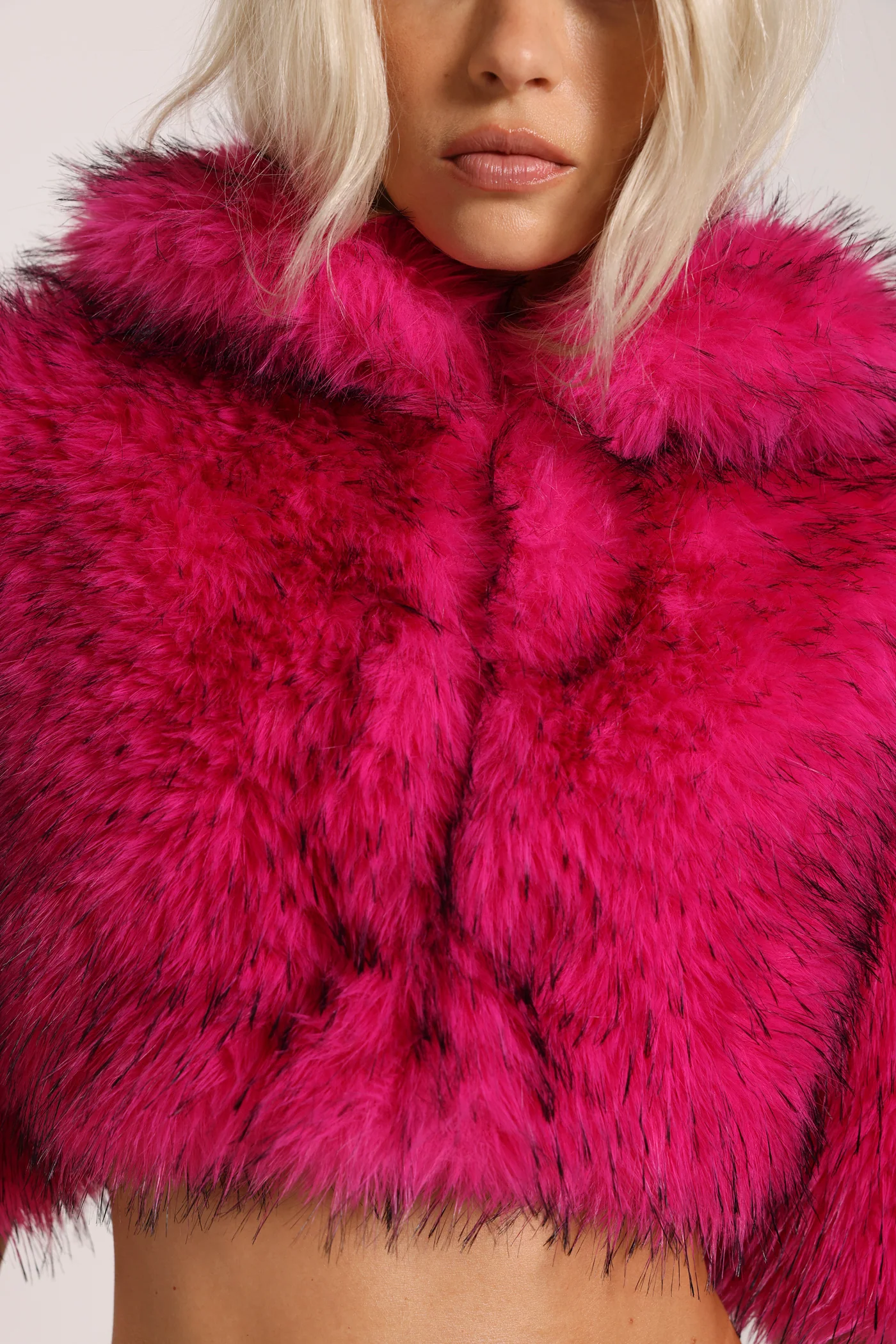 Avlon Faux Fur Crop Jacket in Pink 7 Avlon Faux Fur Crop Jacket in Pink