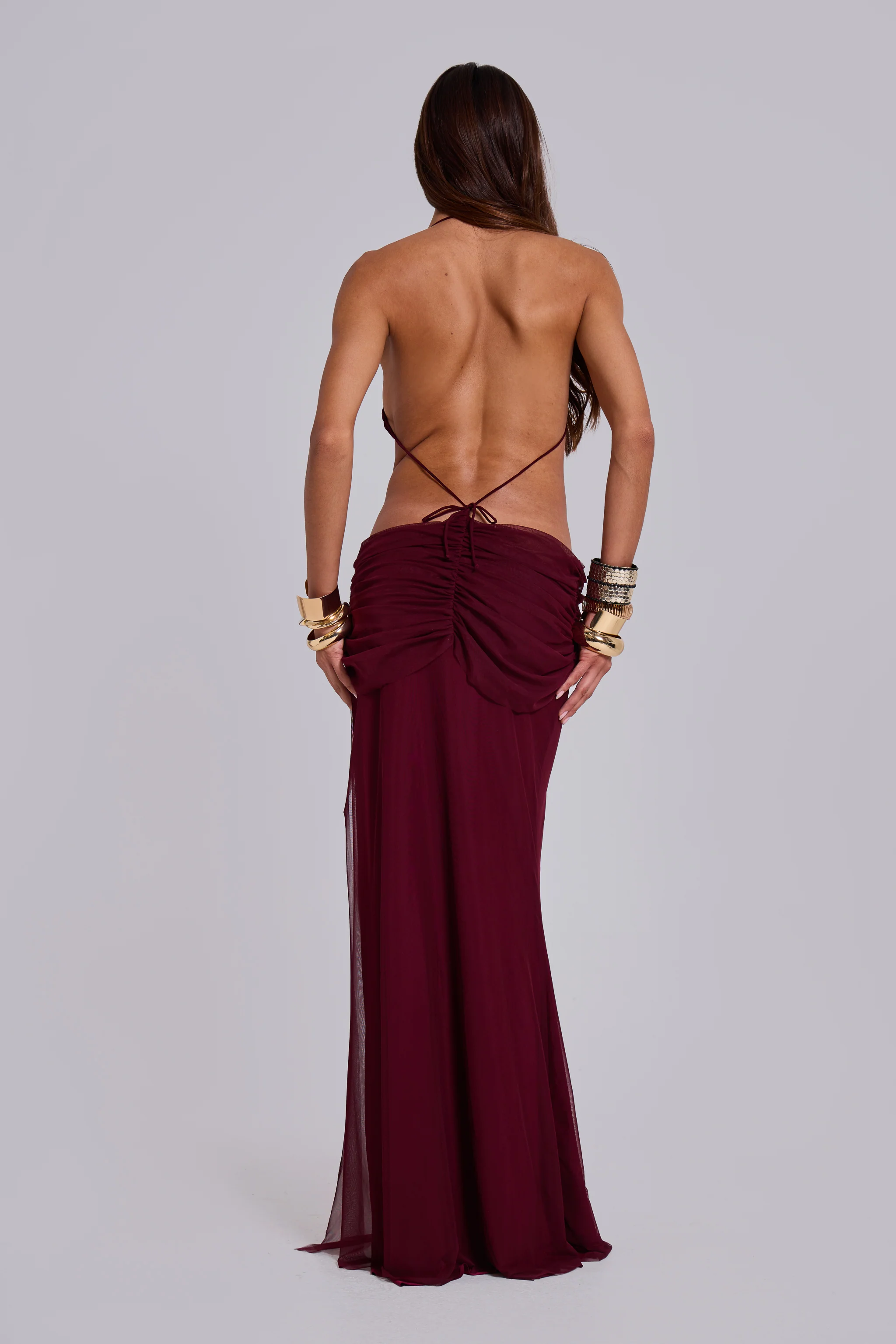 Hesperia Draped Maxi Dress in Burgundy 5 Hesperia Draped Maxi Dress in Burgundy