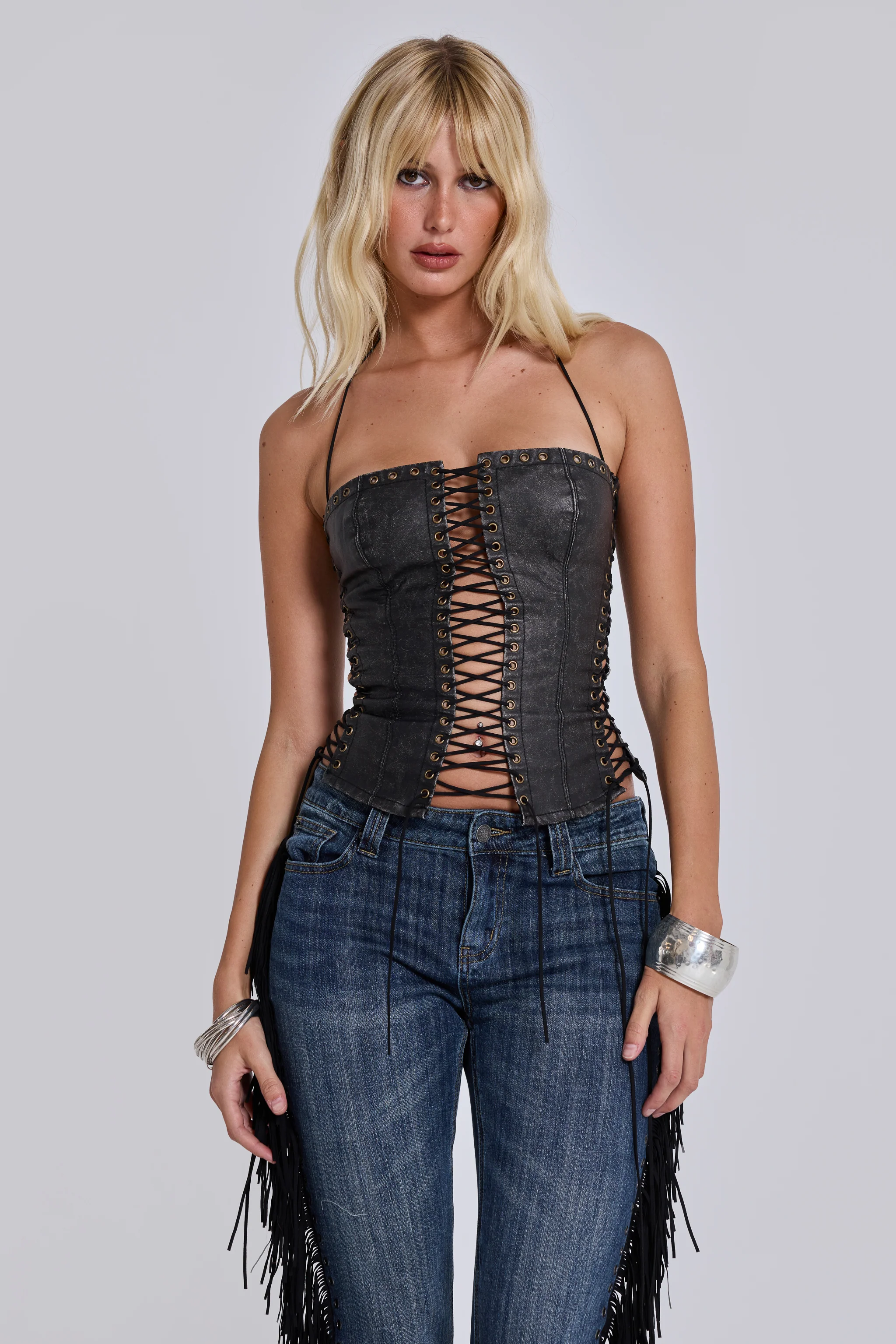 Odile Black Faux Leather Lace Up Corset 13 Odile Black Faux Leather Lace Up Corset