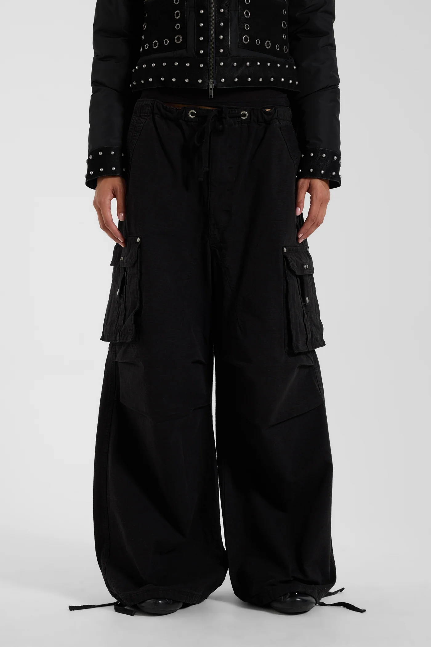 Washed Black XL Parachute Cargo Pants 2 Washed Black XL Parachute Cargo Pants