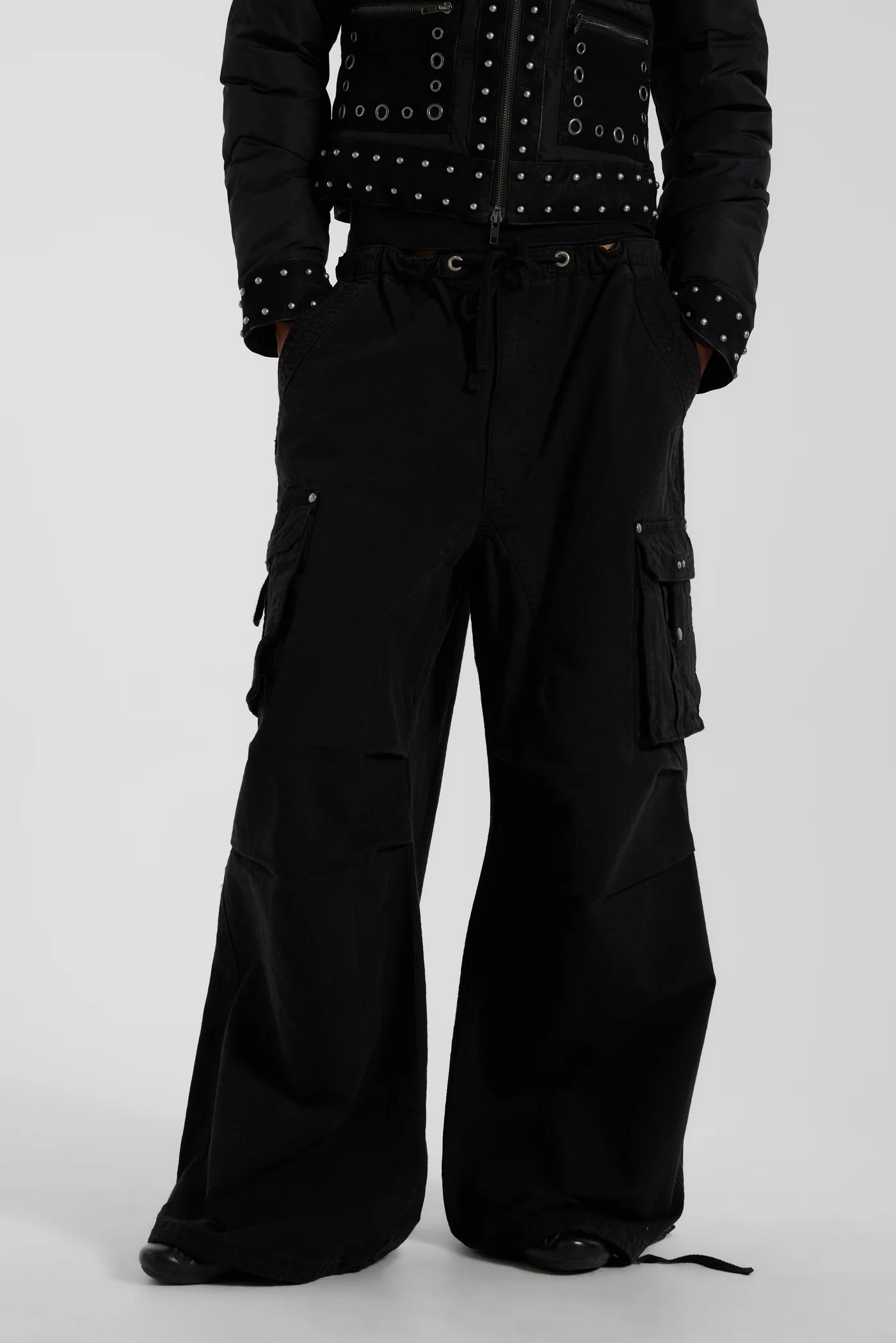 Washed Black XL Parachute Cargo Pants 4 Washed Black XL Parachute Cargo Pants