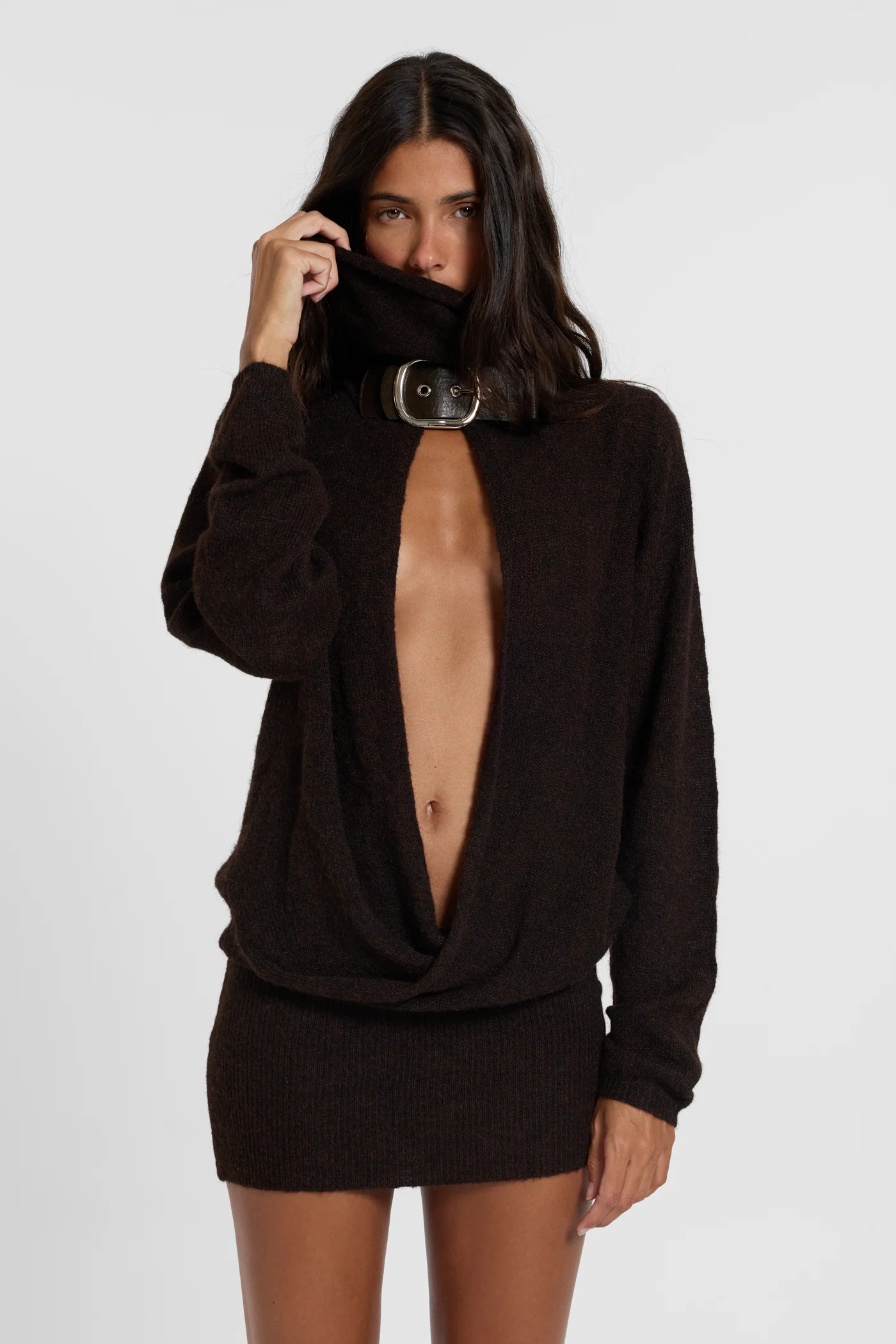 Aporial Funnel Buckle Knit Dress