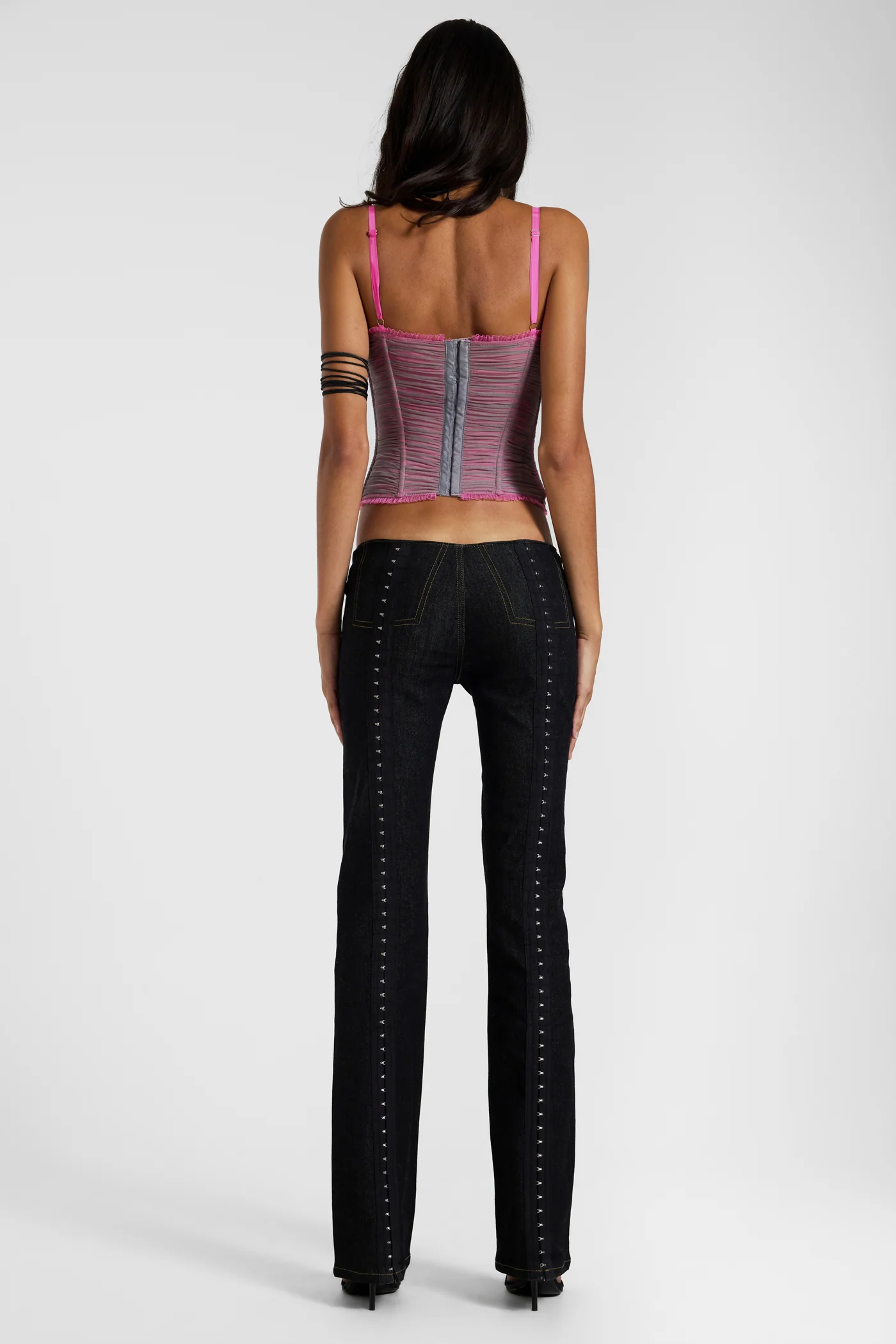 Velita Ruched Lace Up Corset in Pink 9 Velita Ruched Lace Up Corset in Pink