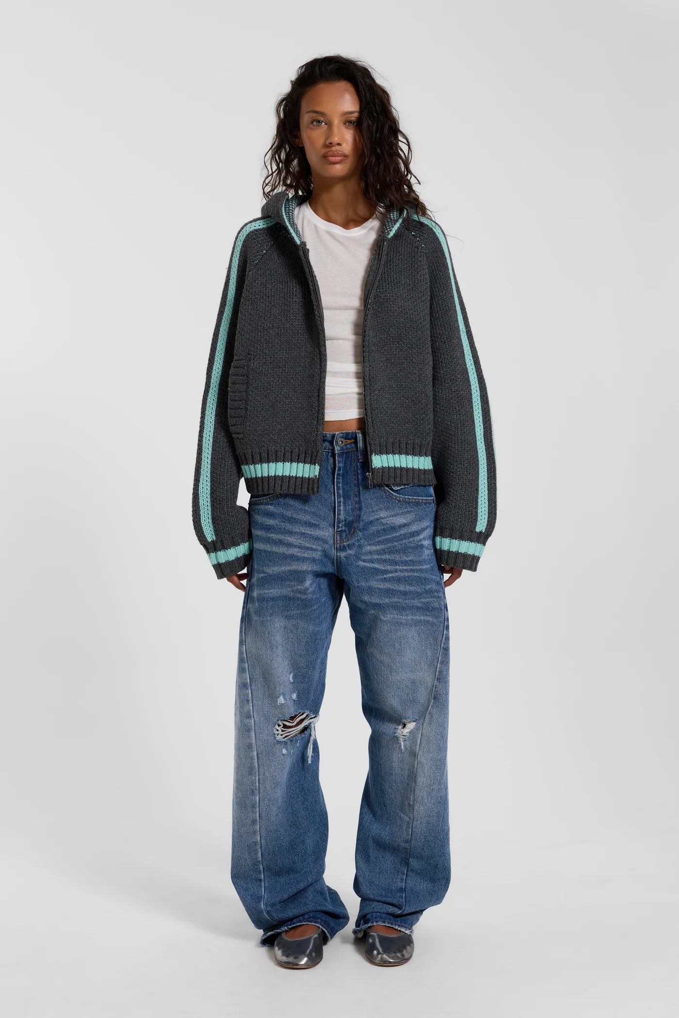 Mid Blue Baggy Twisted Seam Jeans 2 Mid Blue Baggy Twisted Seam Jeans