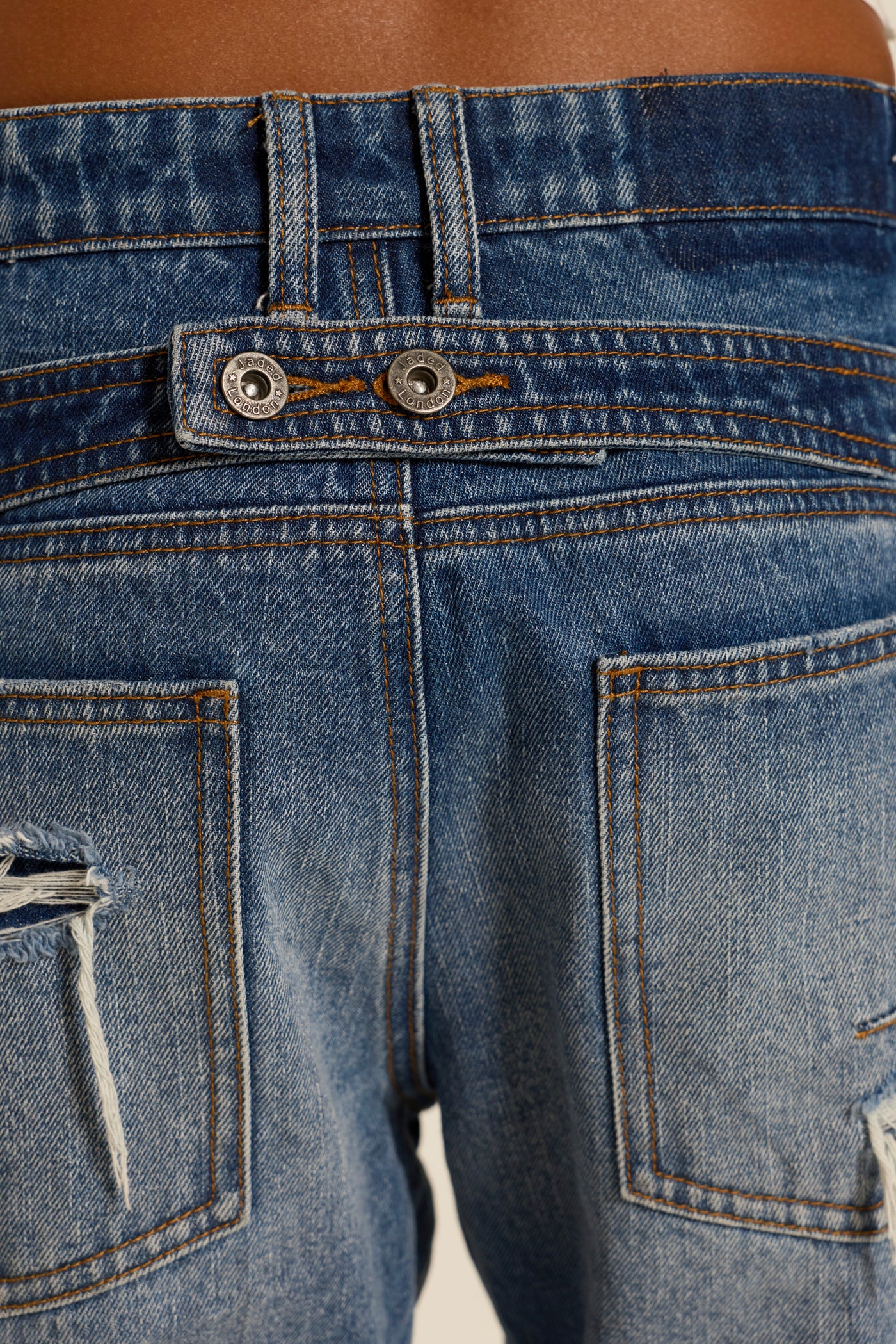 Mid Blue Baggy Twisted Seam Jeans 3 Mid Blue Baggy Twisted Seam Jeans