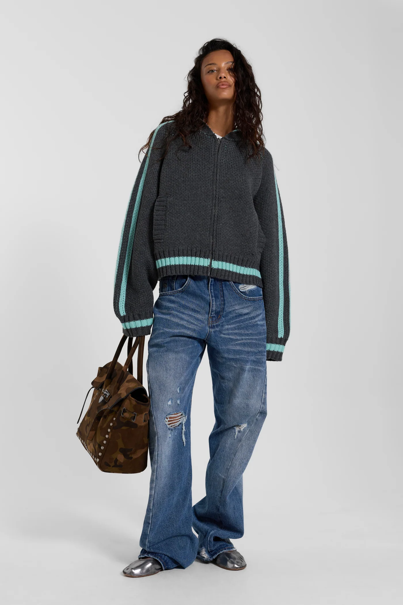 Mid Blue Baggy Twisted Seam Jeans 4 Mid Blue Baggy Twisted Seam Jeans