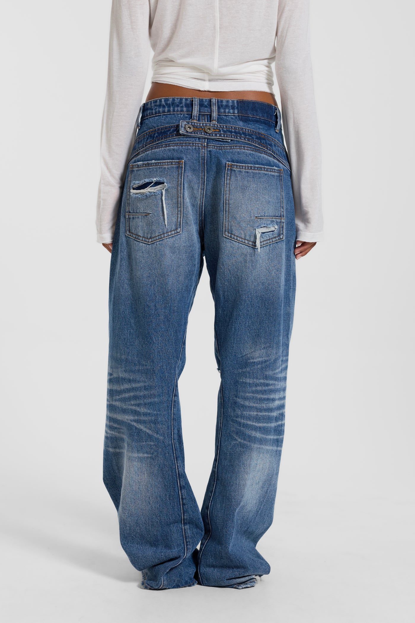 Mid Blue Baggy Twisted Seam Jeans 7 Mid Blue Baggy Twisted Seam Jeans