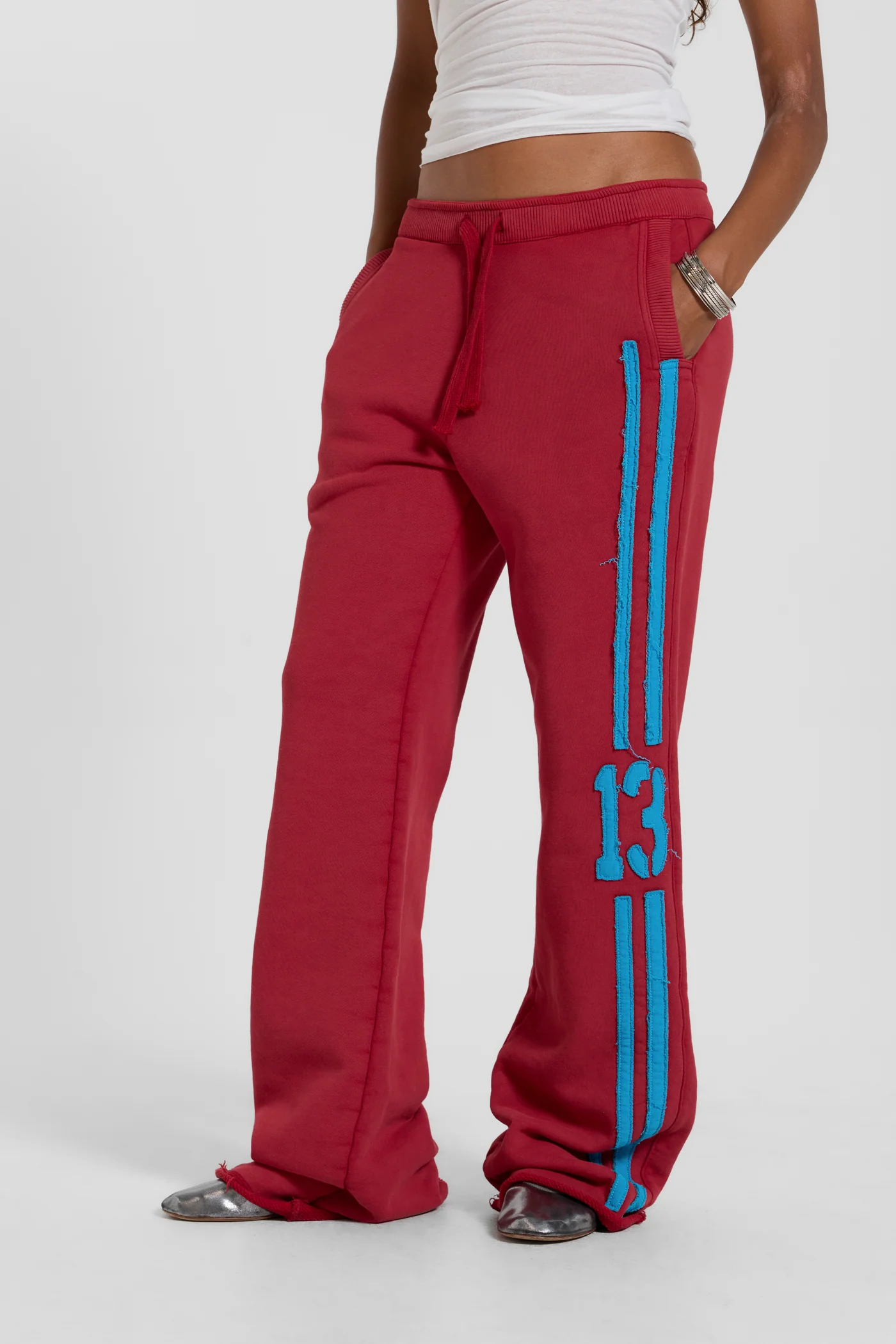 13 Stripe Straight Jogger in Red