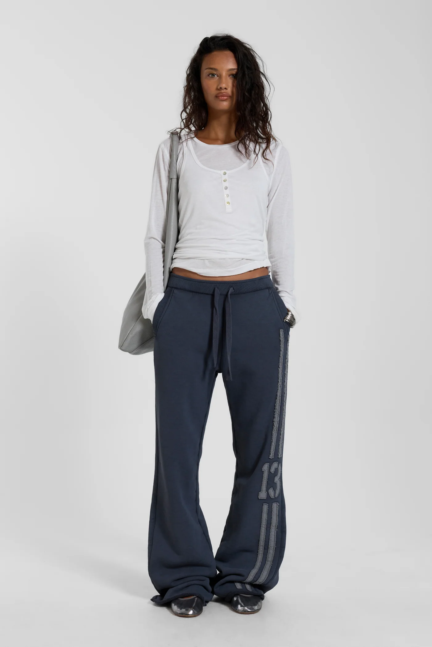 13 Stripe Straight Jogger in Charcoal