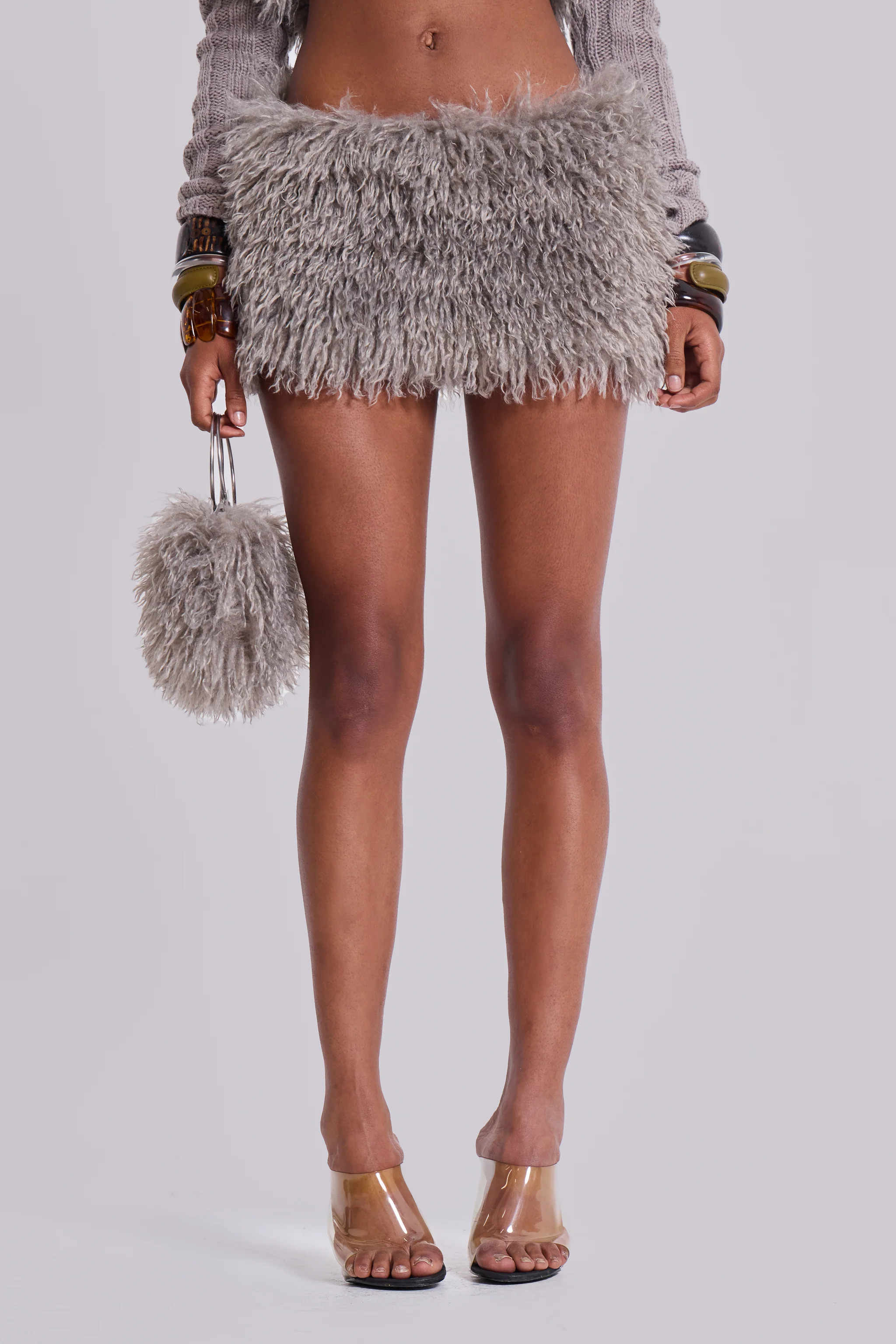 Haka Mongolian Faux Fur Mini Skirt in Grey 6 Haka Mongolian Faux Fur Mini Skirt in Grey