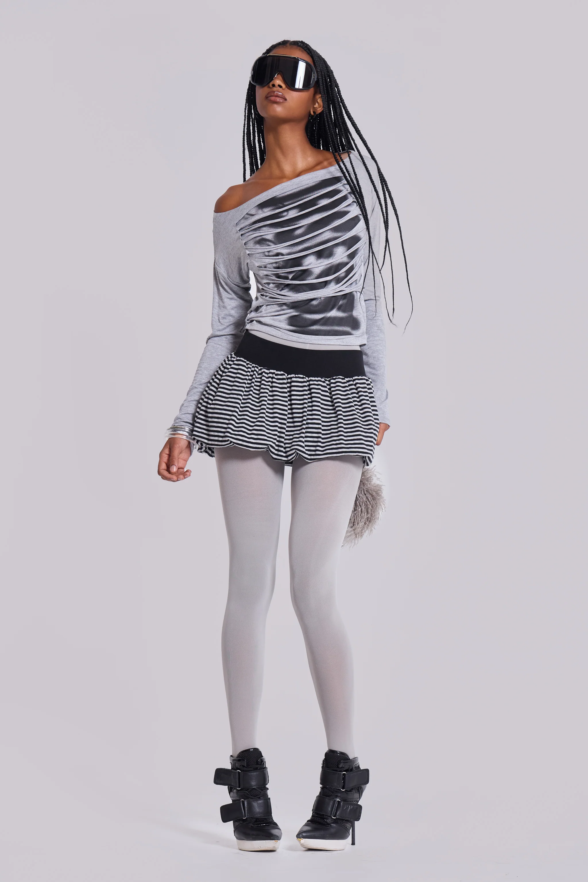 Orla Striped Puffball Mini Skirt 4 Orla Striped Puffball Mini Skirt