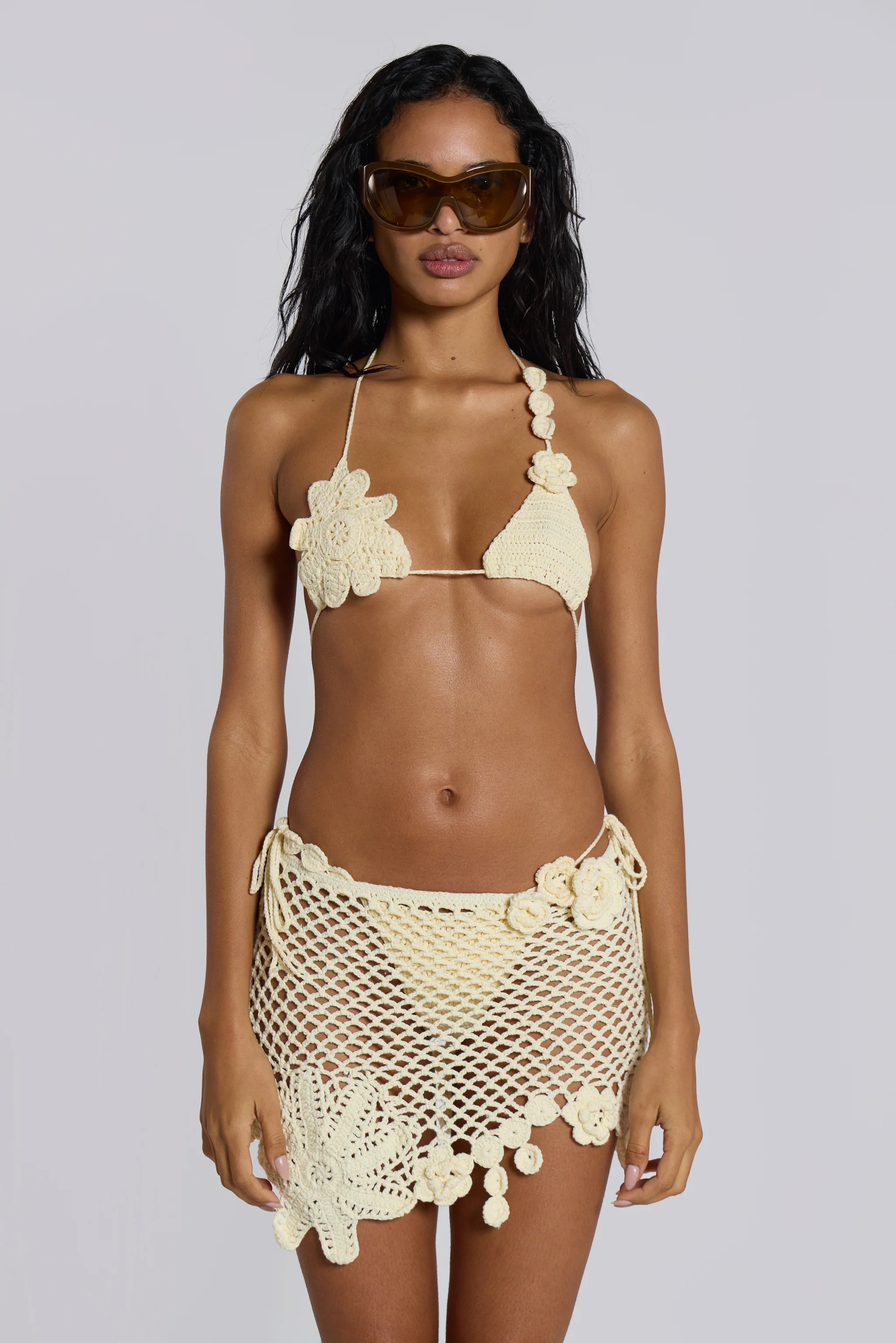 Stone Crochet Asymmetric Mini Skirt 5 Stone Crochet Asymmetric Mini Skirt